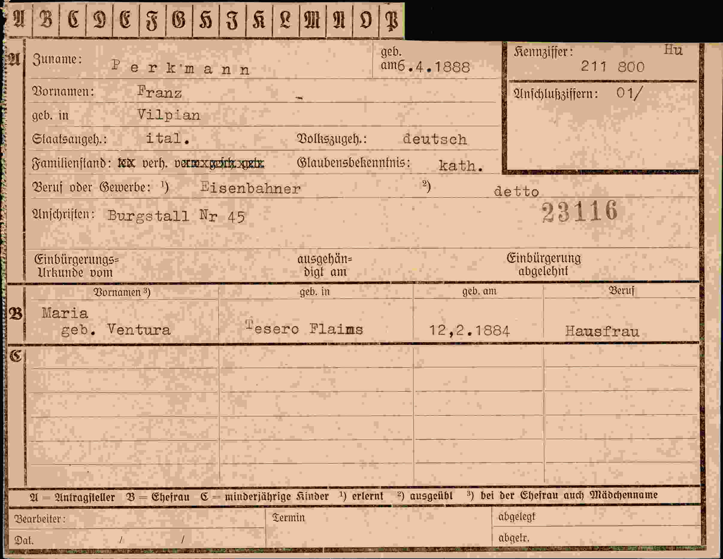 Dokument für Franz Perk'mann