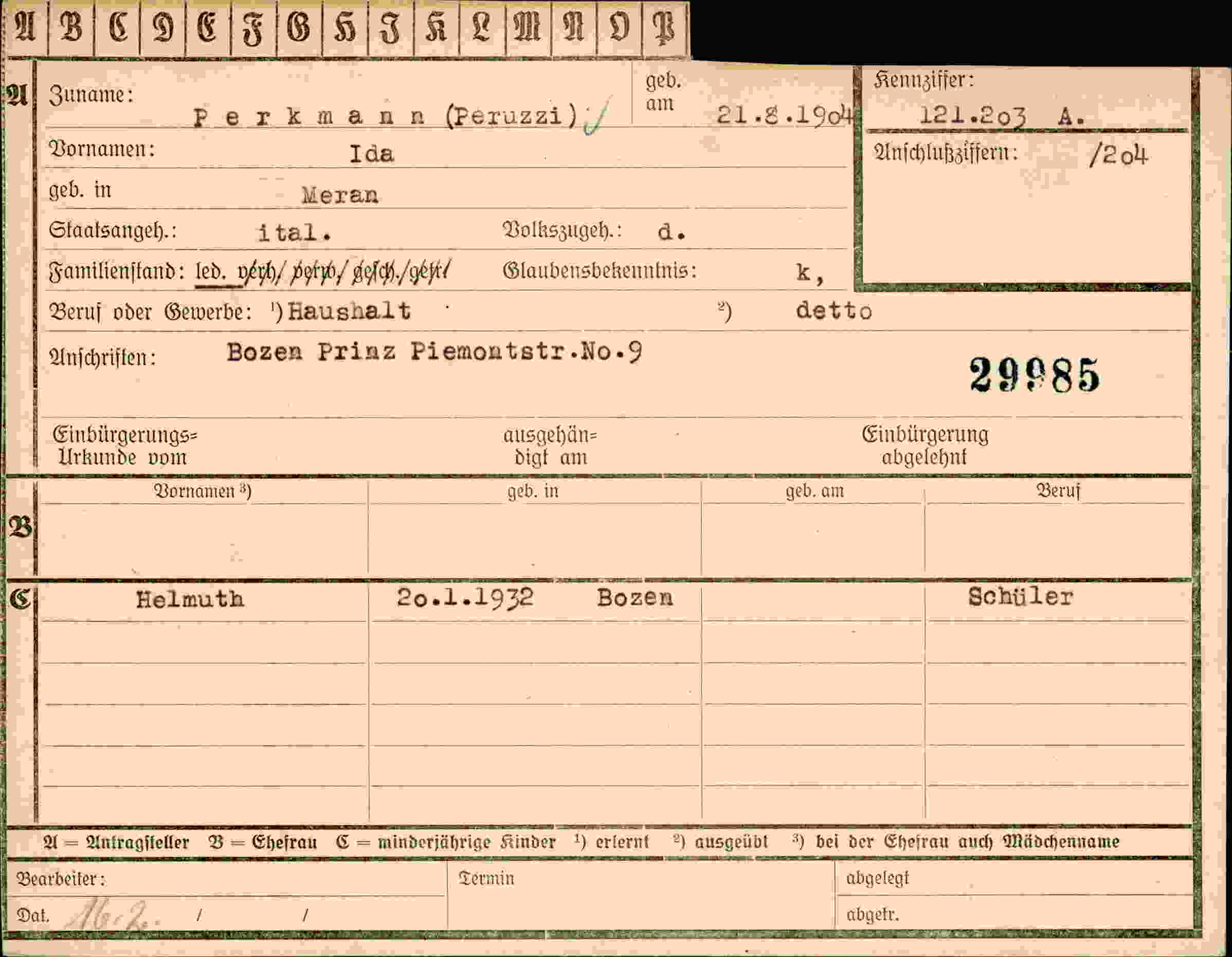 Vorderseite des Dokuments