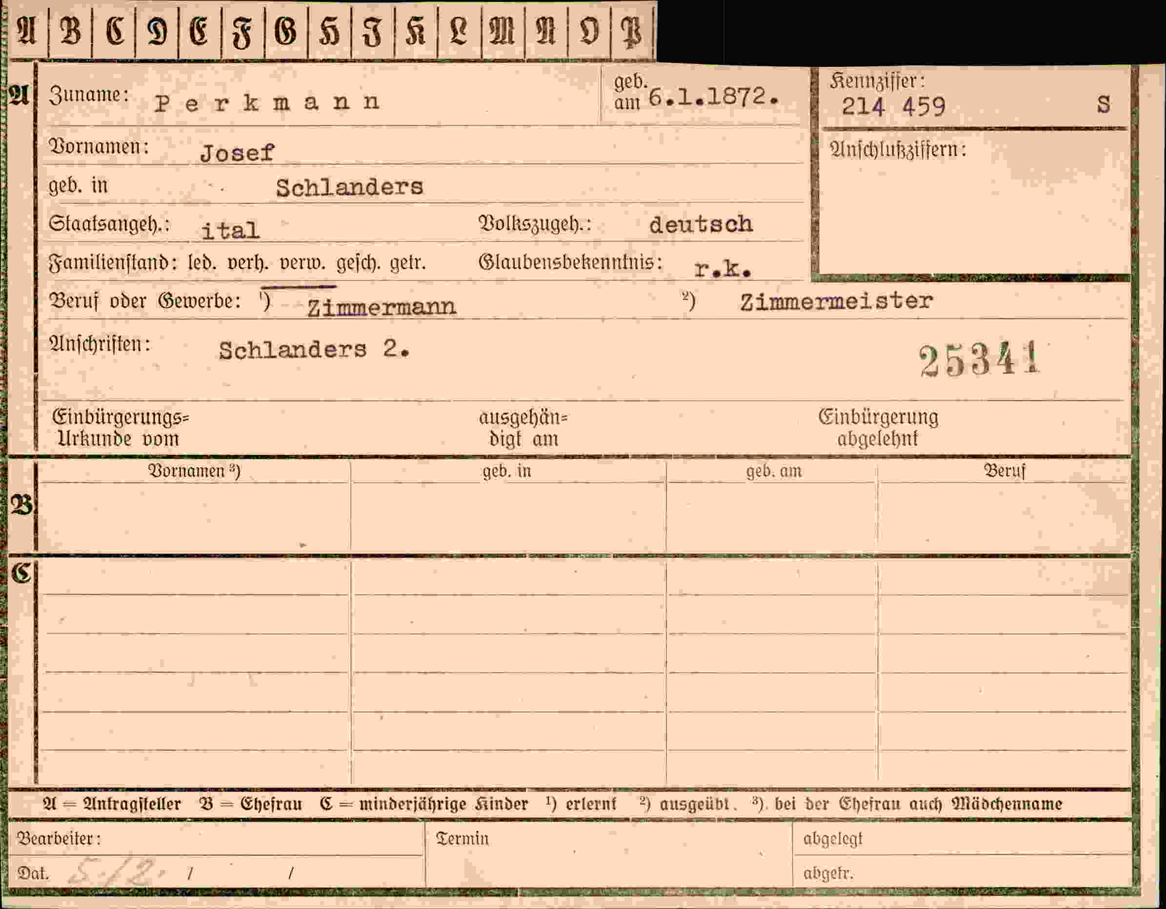 Dokument für Josef Perkmann