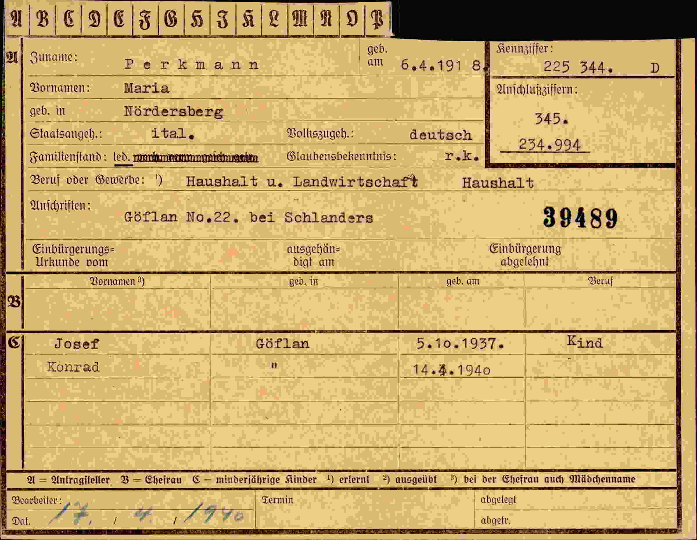 Vorderseite des Dokuments