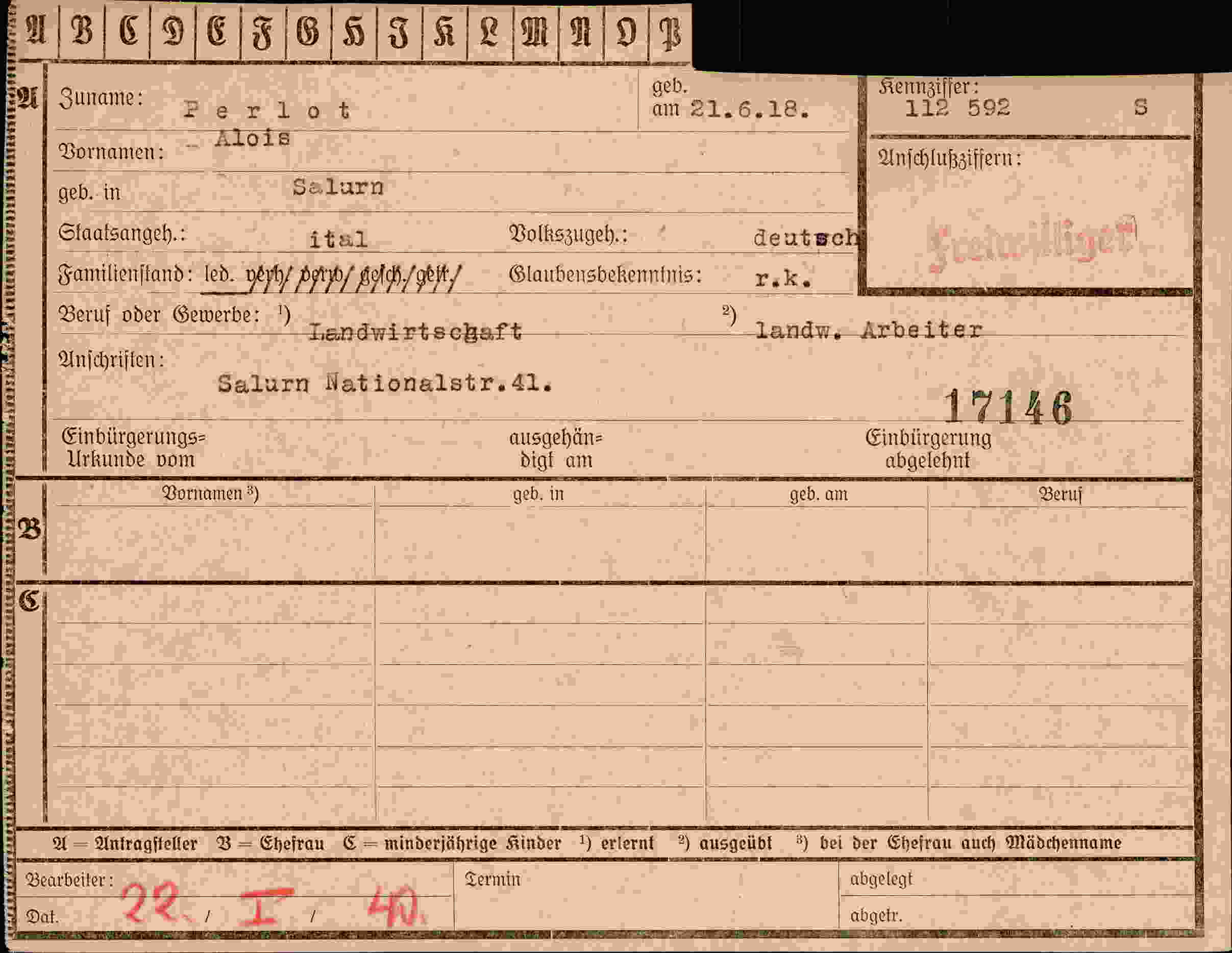 Dokument für Alois Perlot