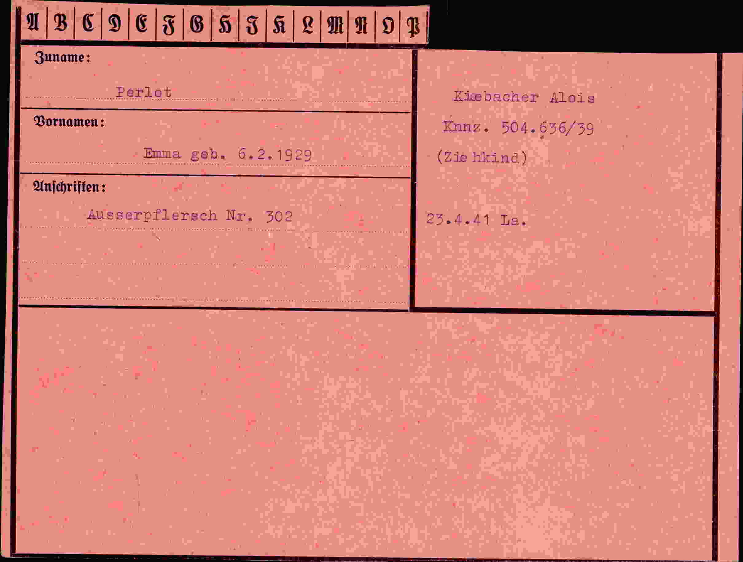 Vorderseite des Dokuments
