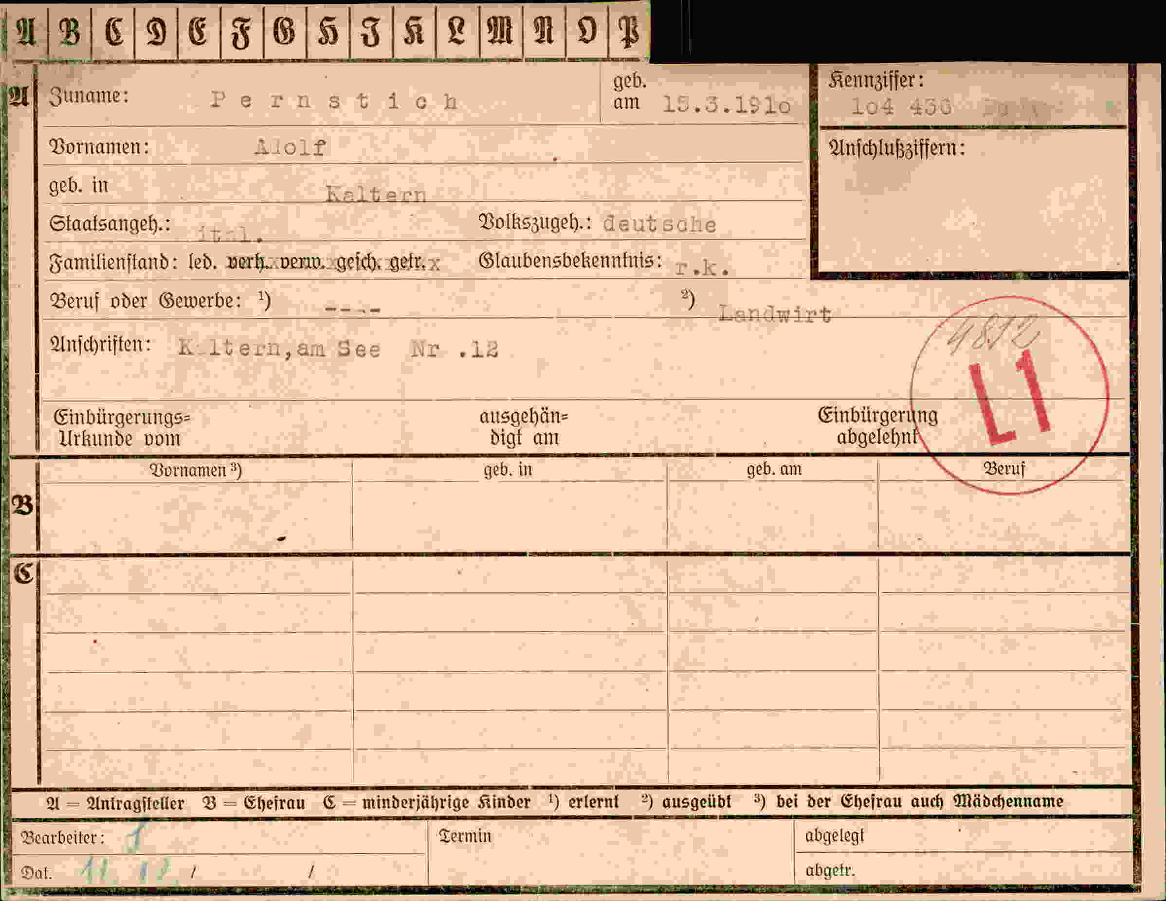 Dokument für Adolf Pernstich