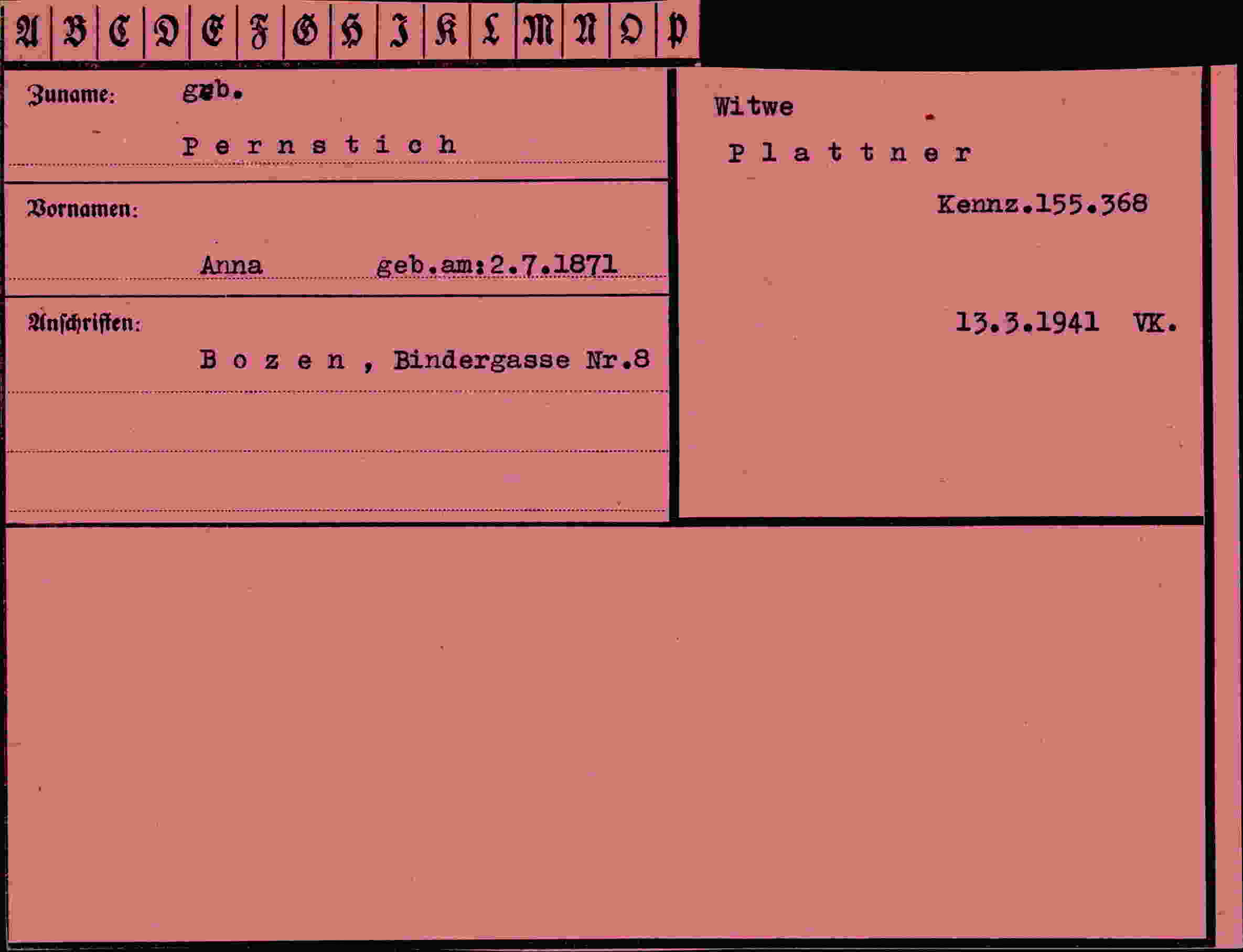 Vorderseite des Dokuments
