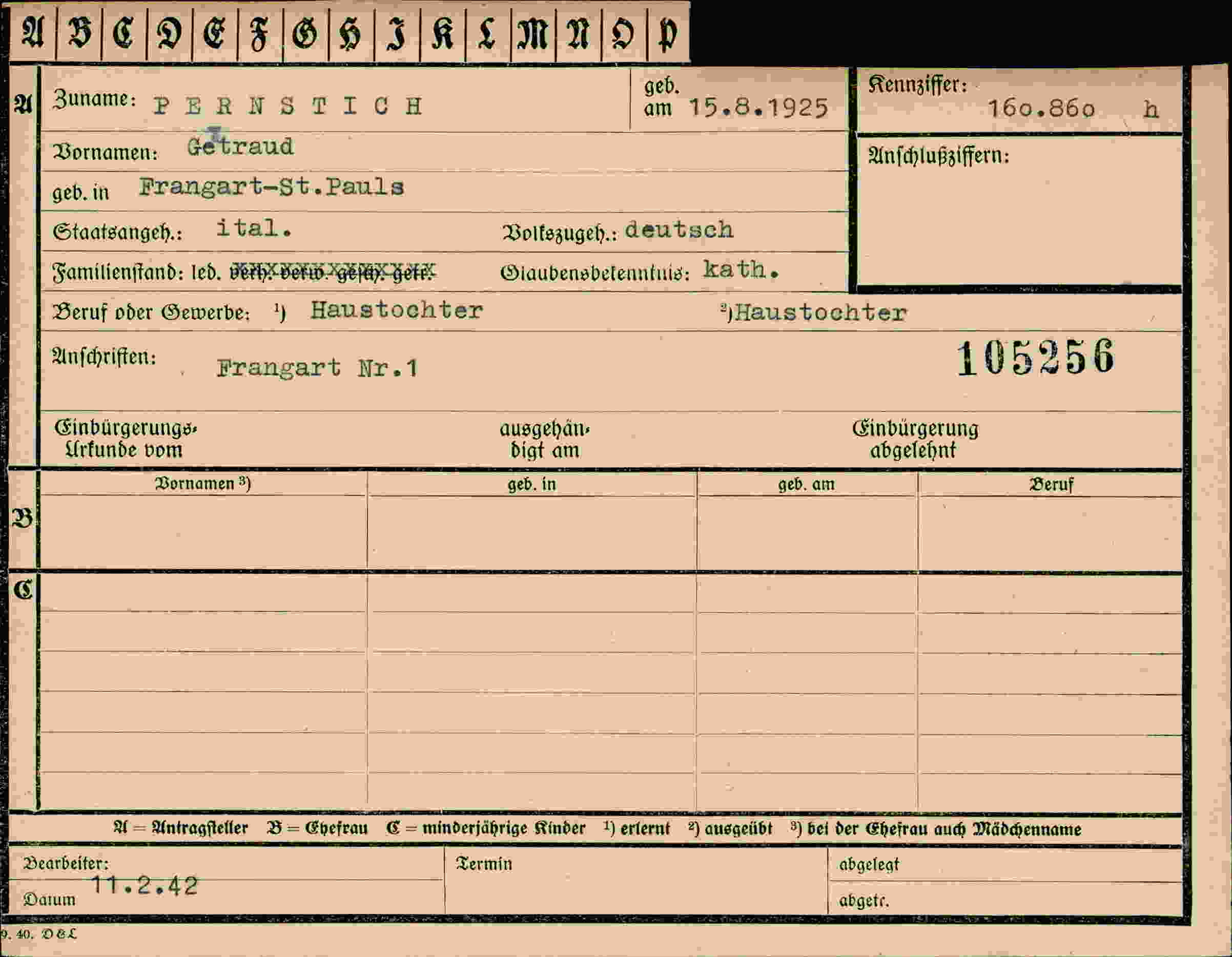 Vorderseite des Dokuments
