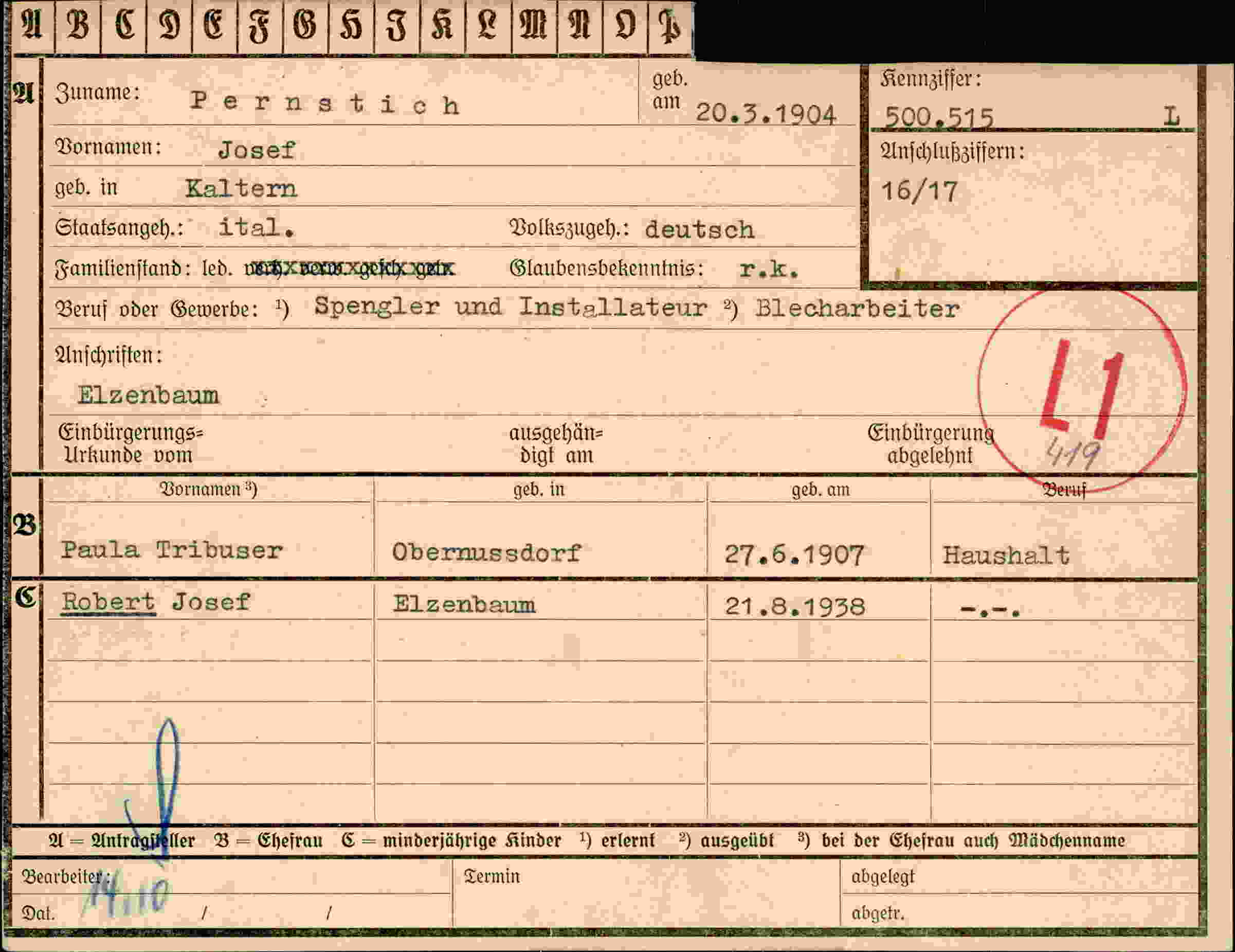 Vorderseite des Dokuments