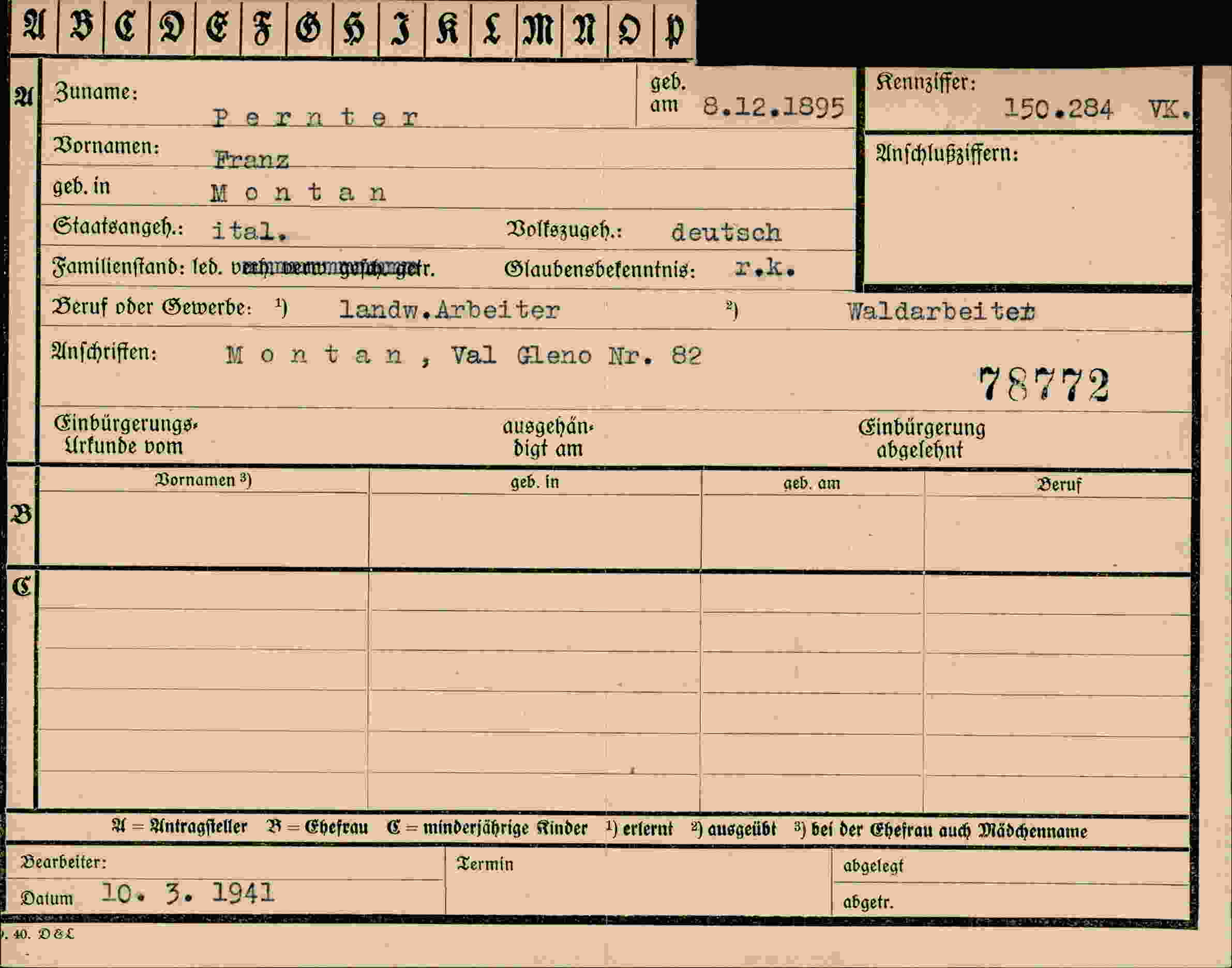 Dokument für Franz Pernter