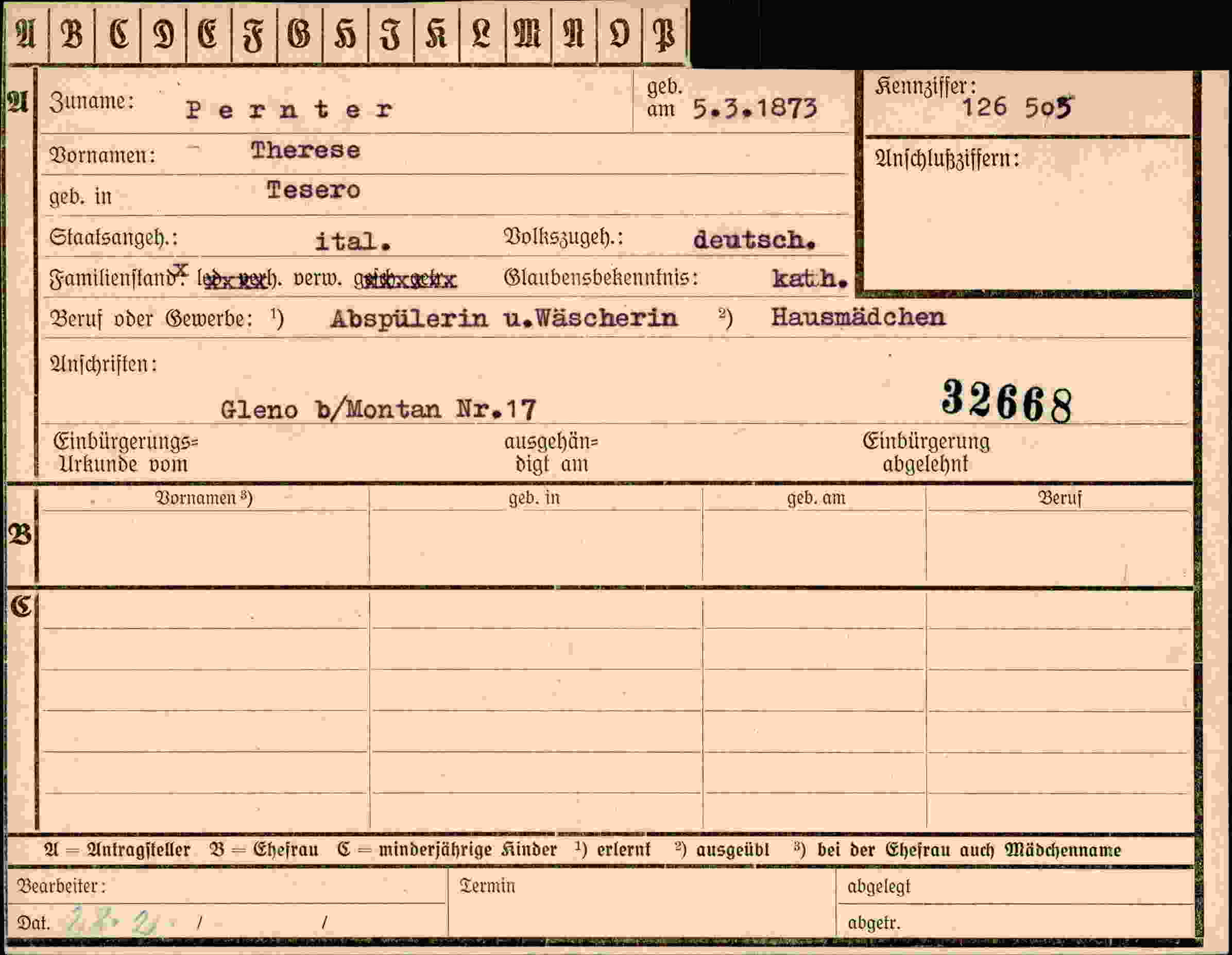 Vorderseite des Dokuments
