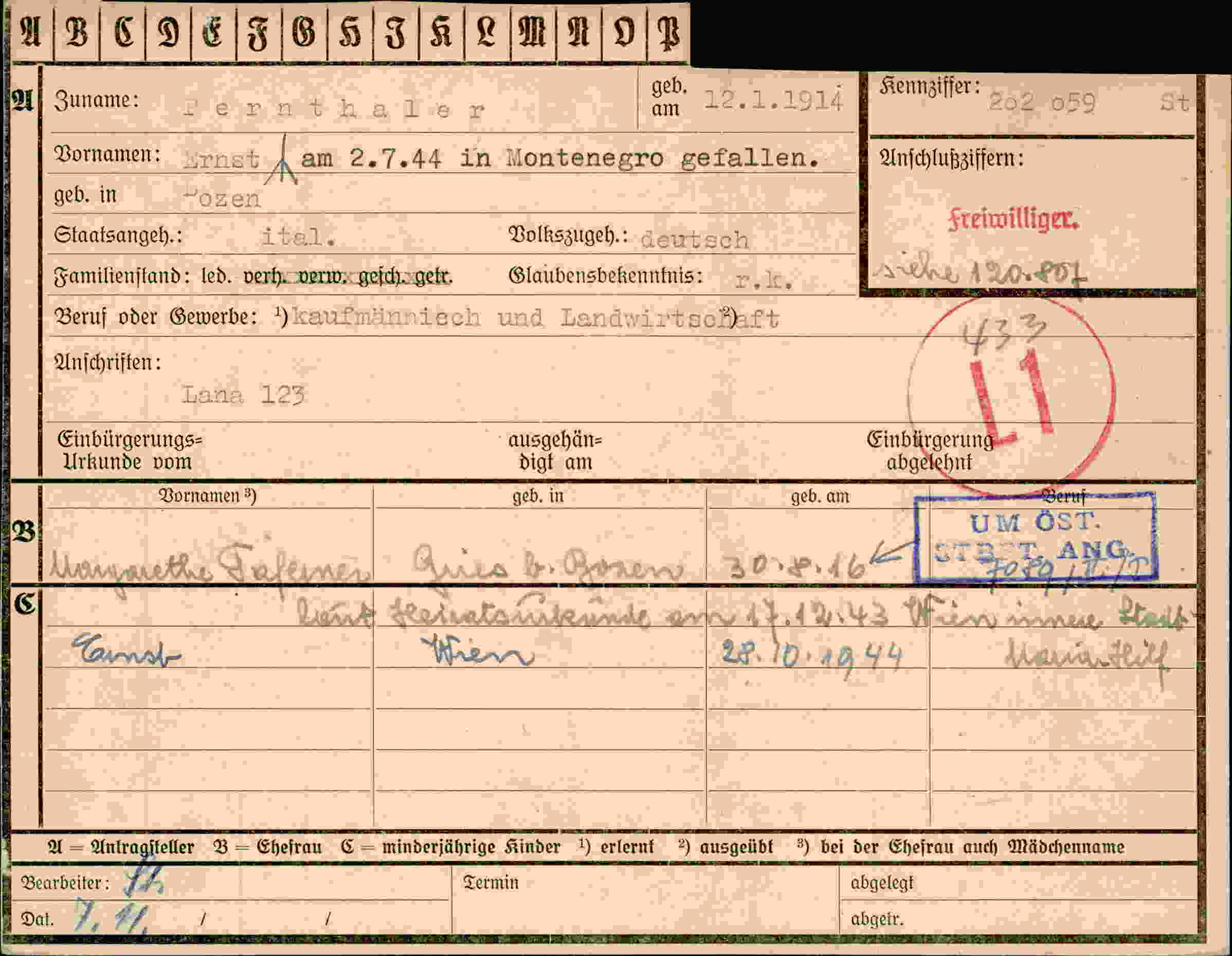 Dokument für Ernst Pernthaler