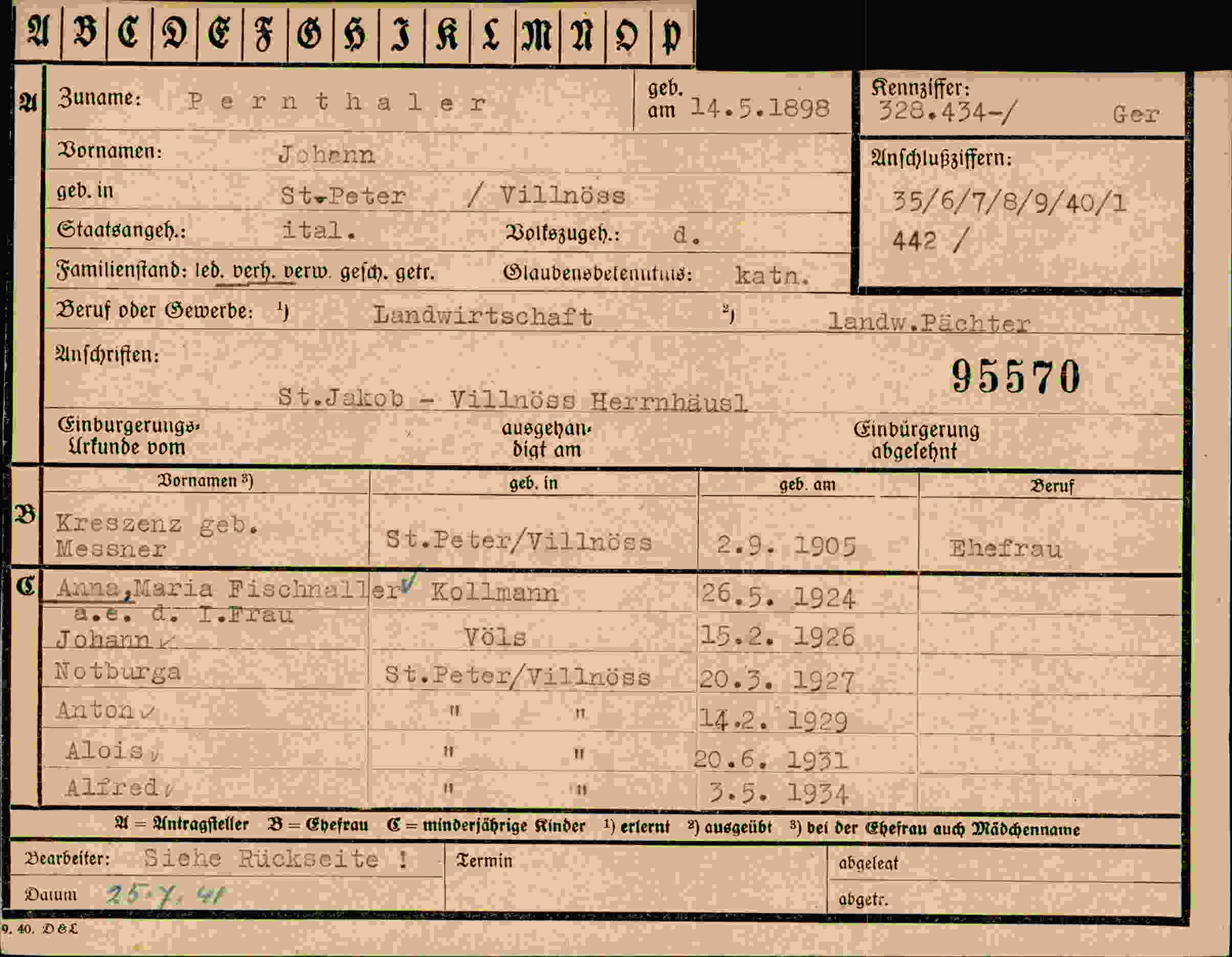Vorderseite des Dokuments