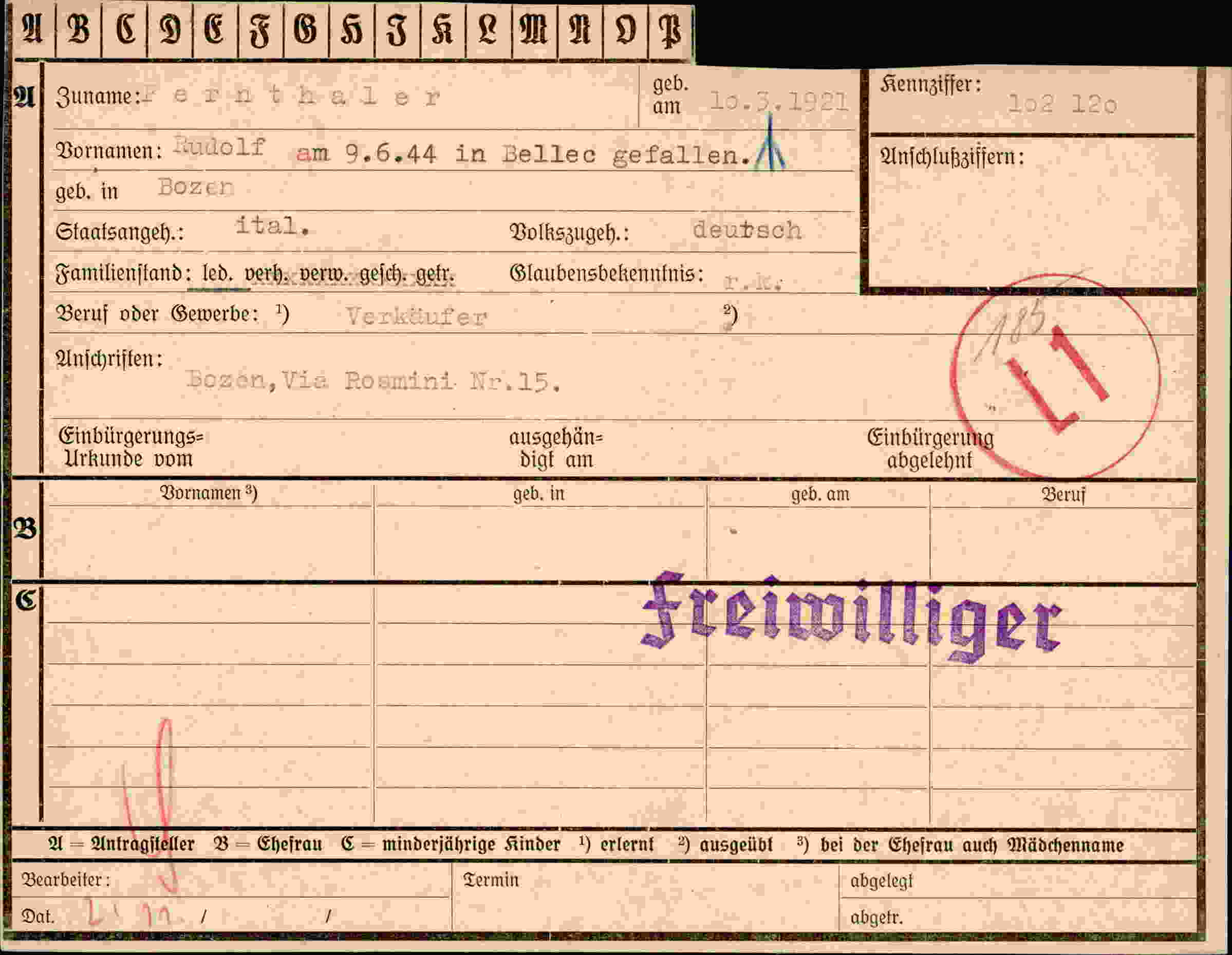 Vorderseite des Dokuments
