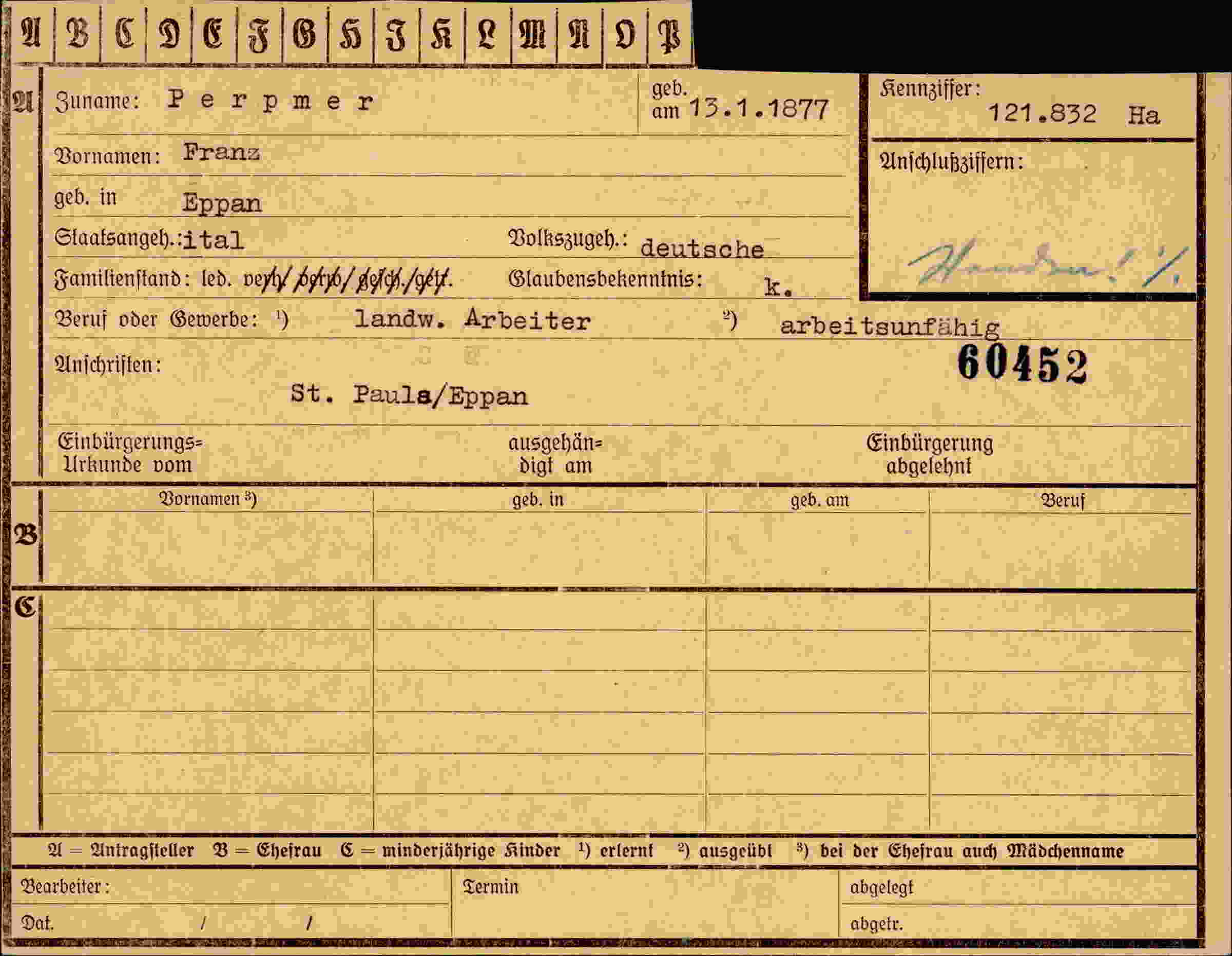 Dokument für Franz Perpmer