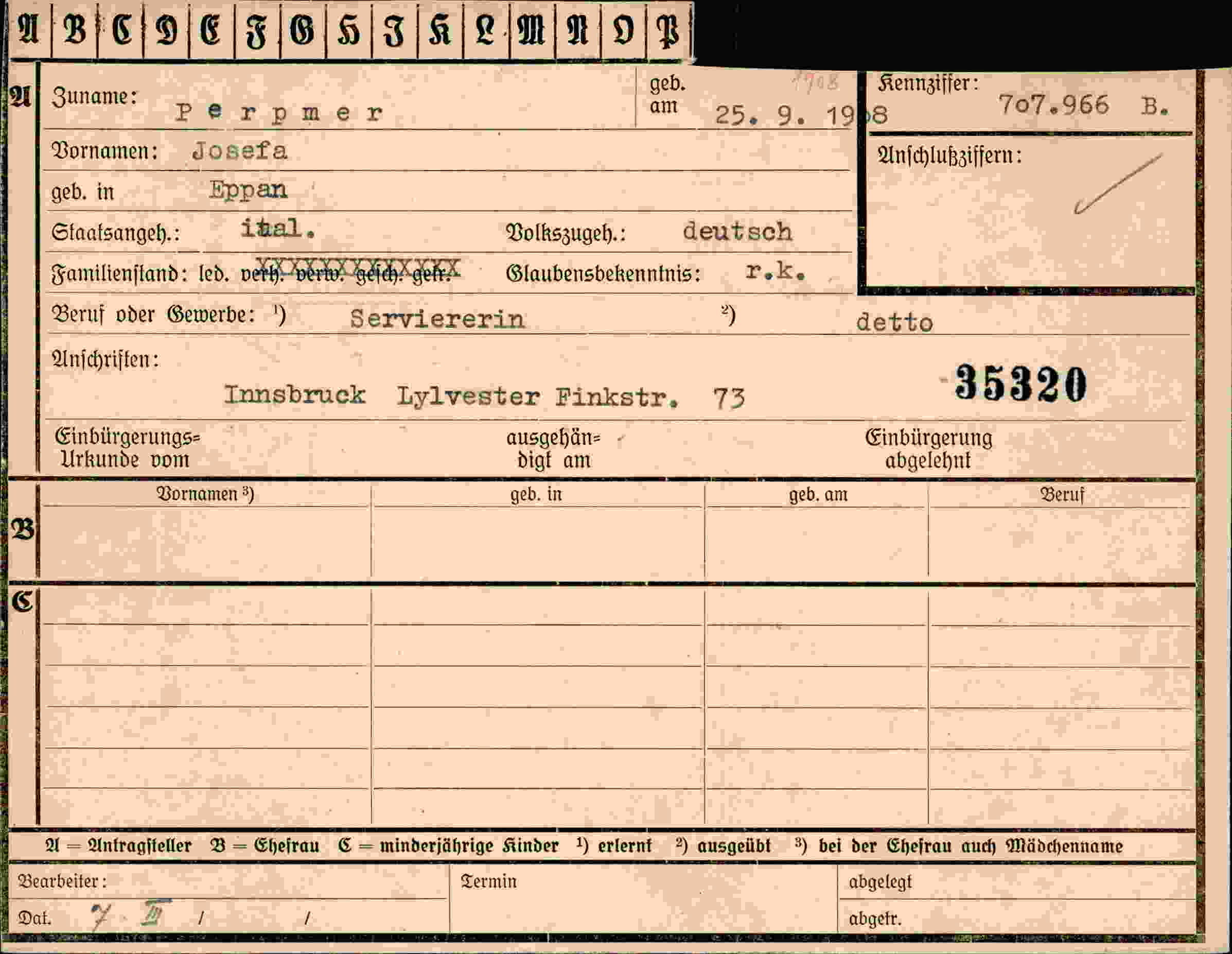 Dokument für Josefa Perpmer