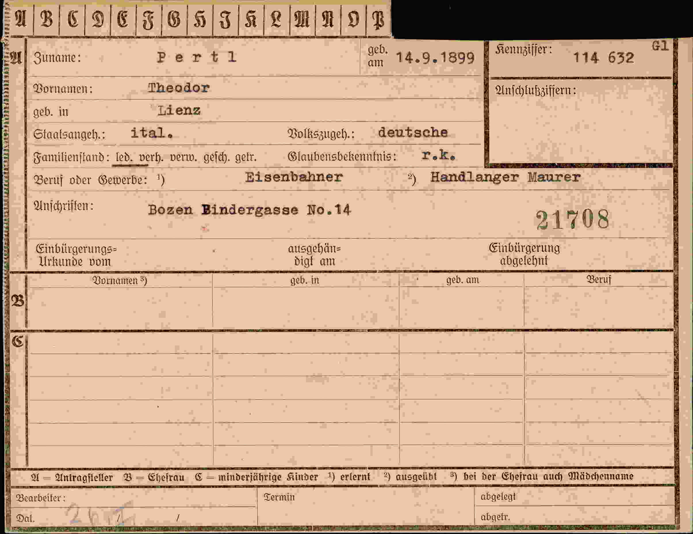 Dokument für Theodor Pertl