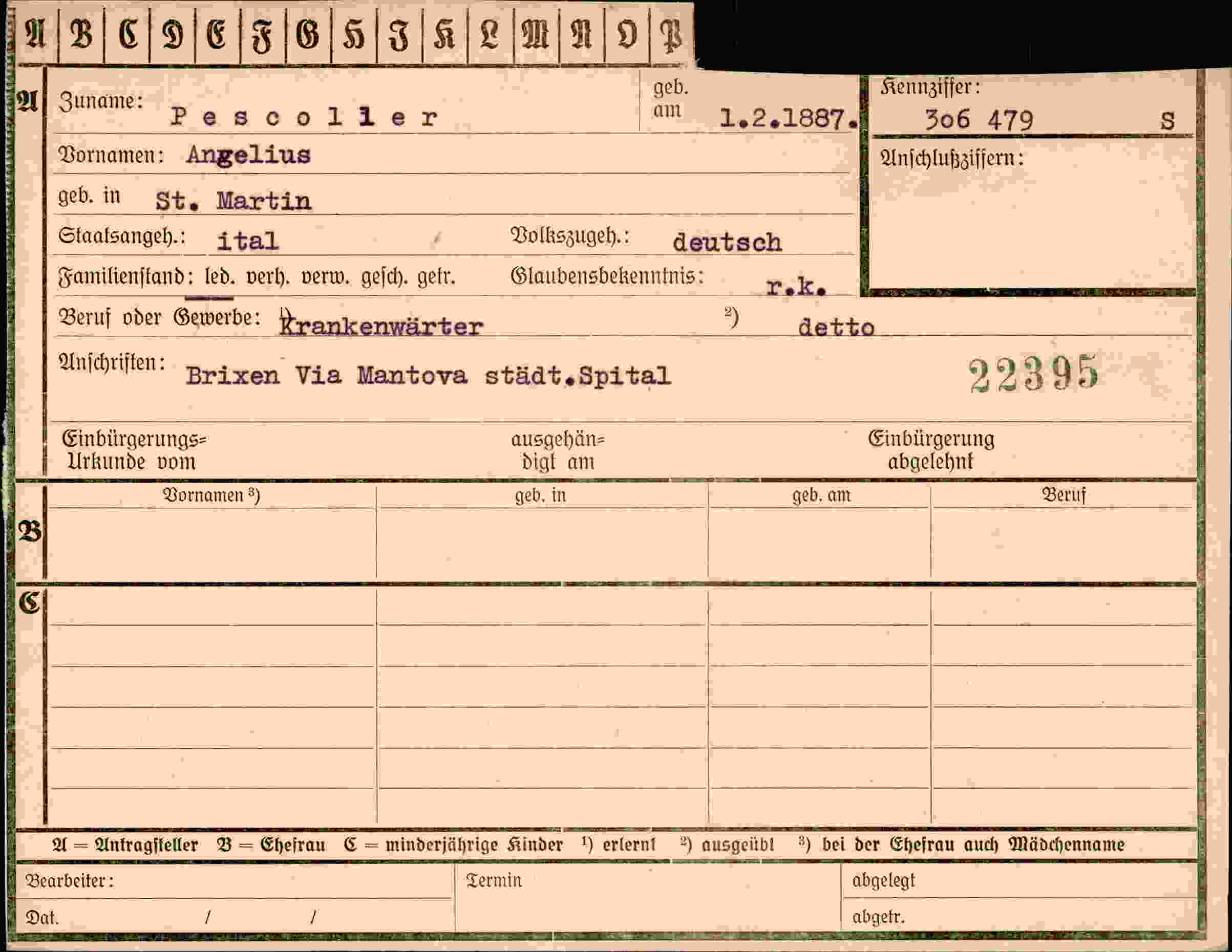 Dokument für Angelius Pescoller
