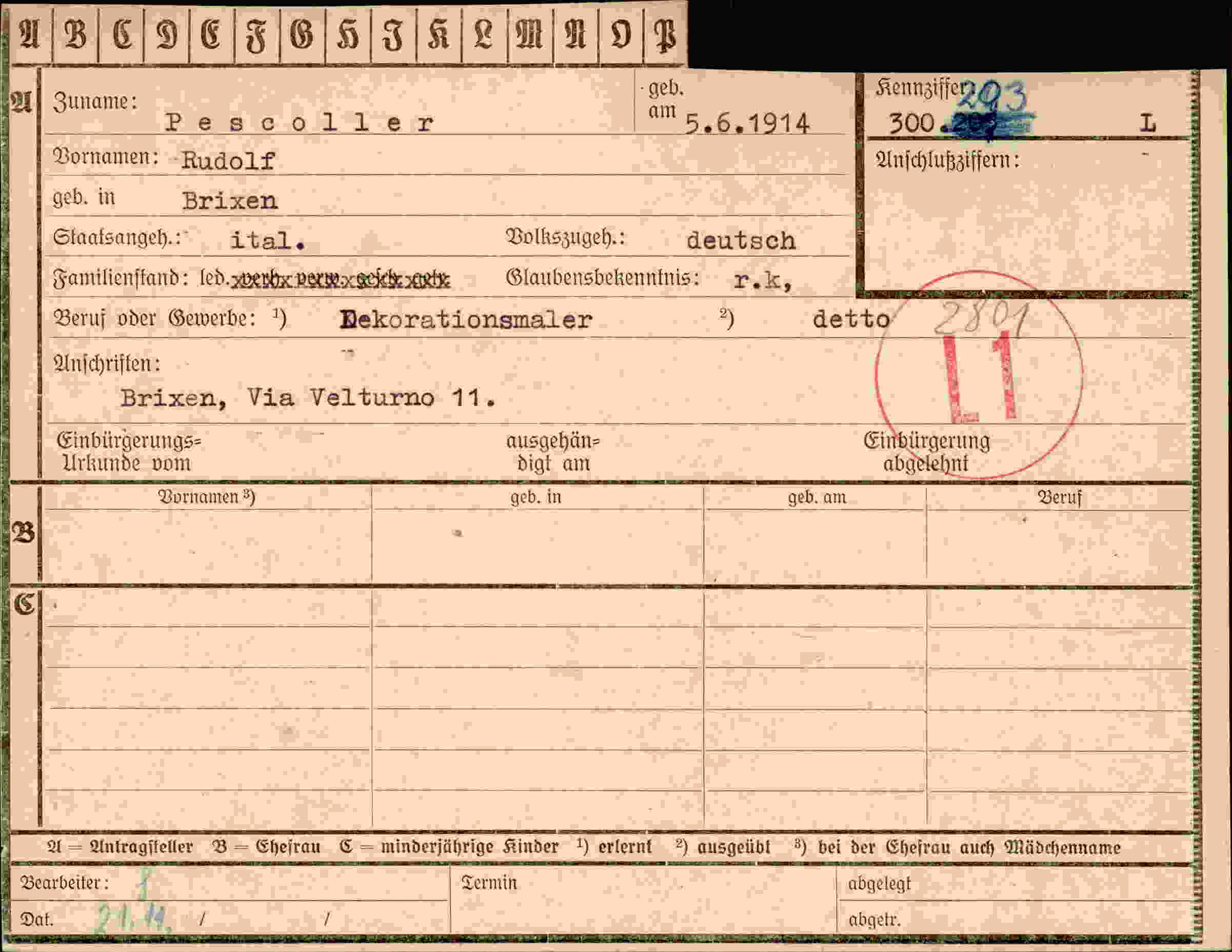 Dokument für Rudolf Pescoller