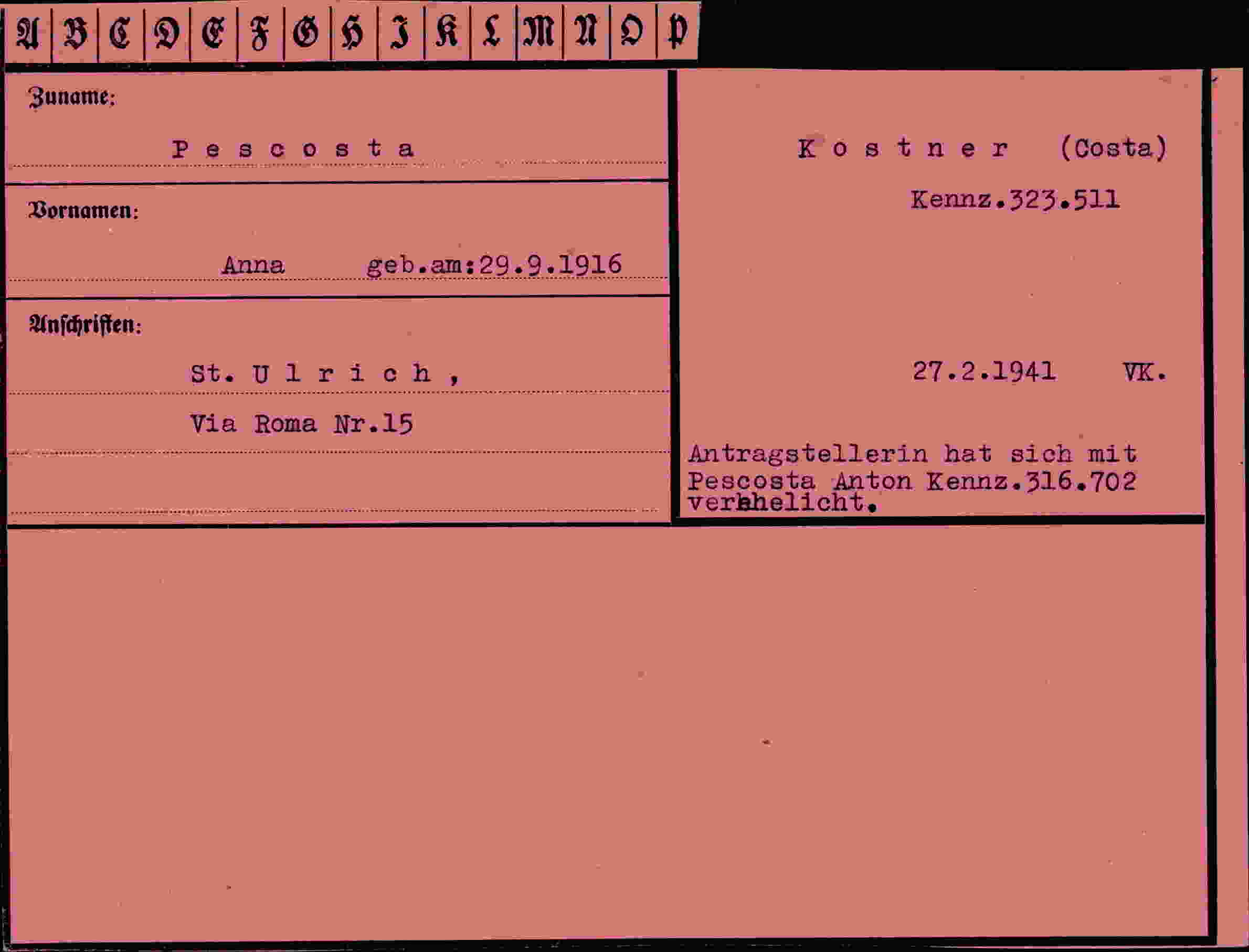 Vorderseite des Dokuments