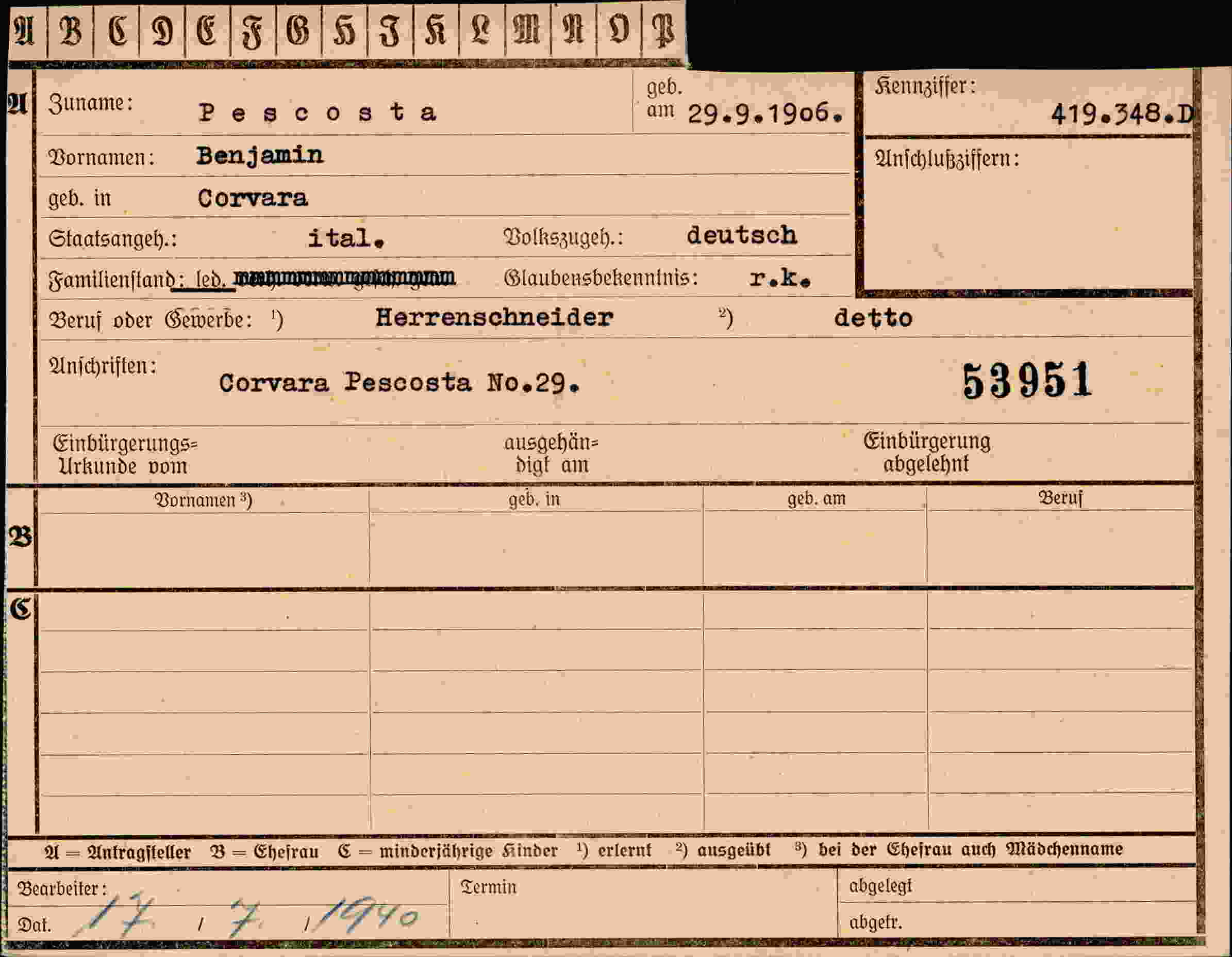 Dokument für Benjamin Pescosta
