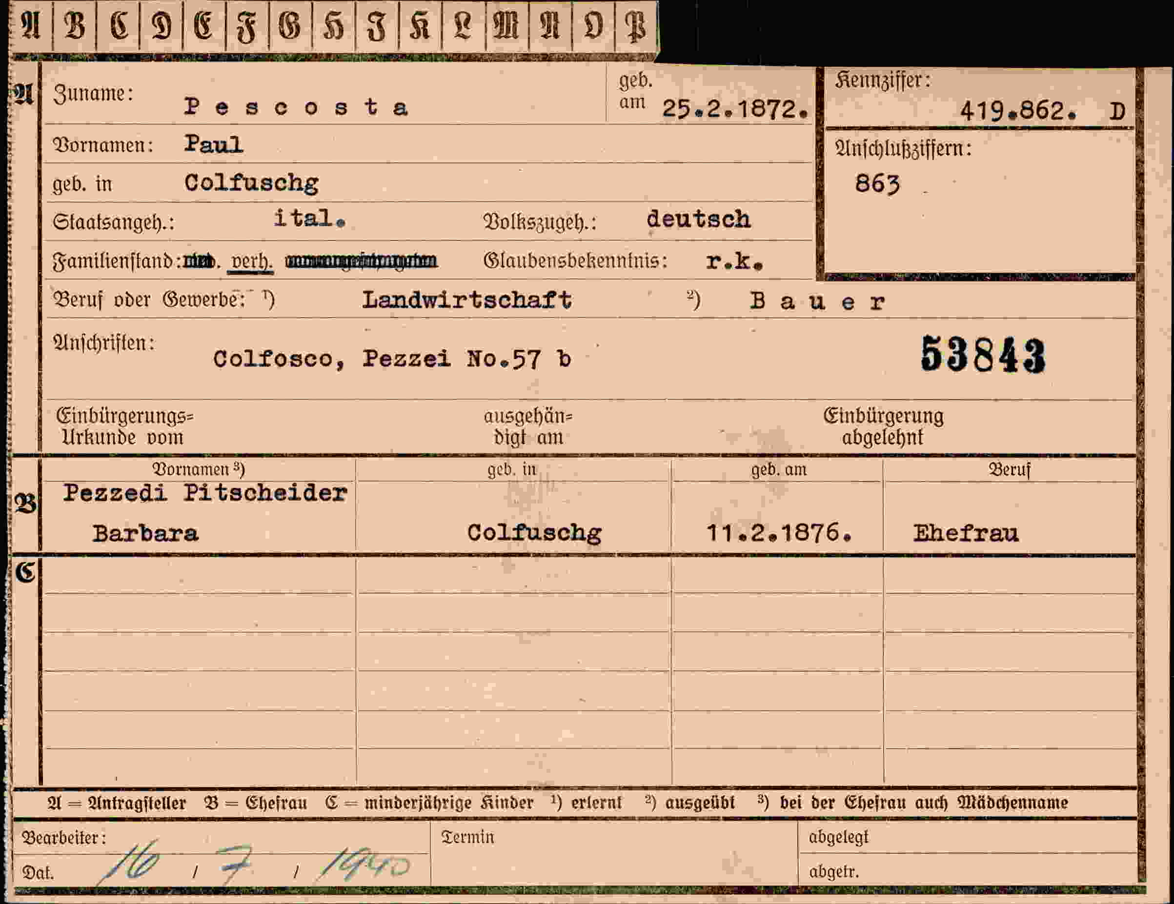 Vorderseite des Dokuments