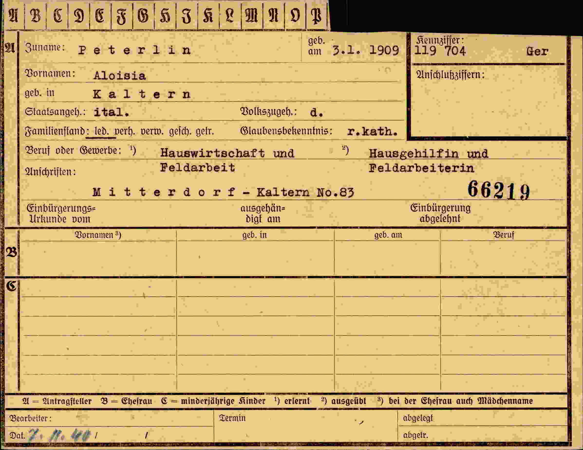 Vorderseite des Dokuments