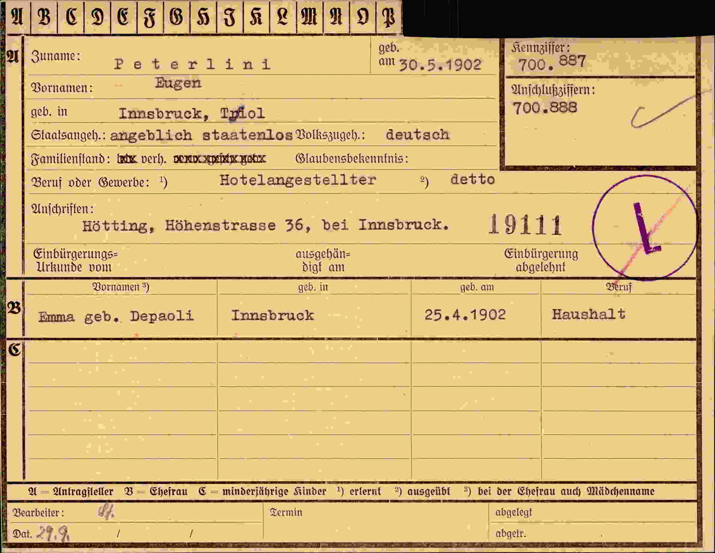 Vorderseite des Dokuments