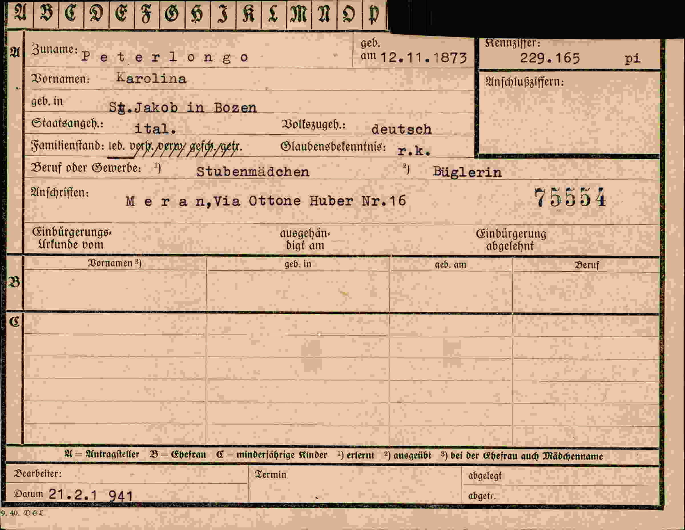 Vorderseite des Dokuments