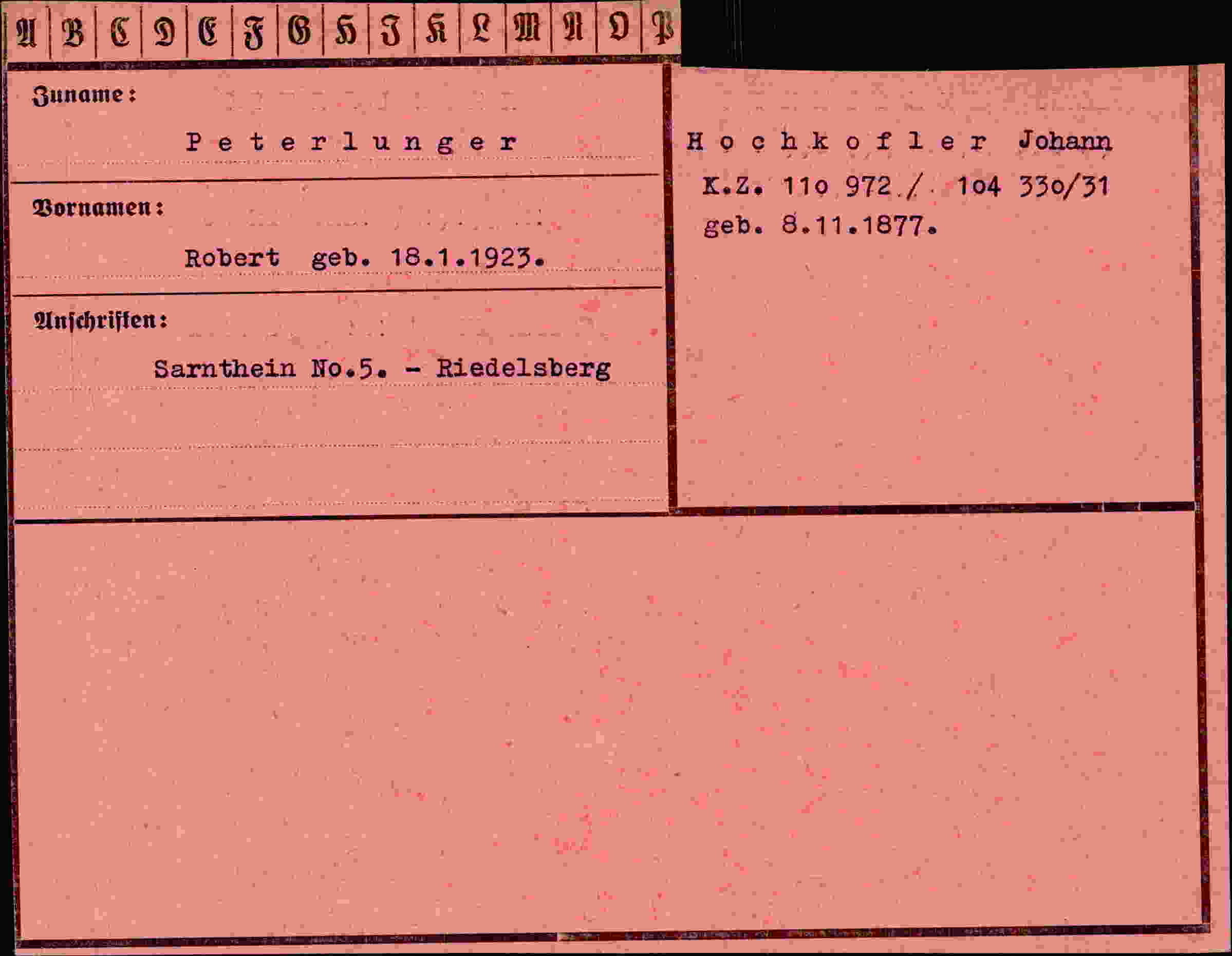 Vorderseite des Dokuments