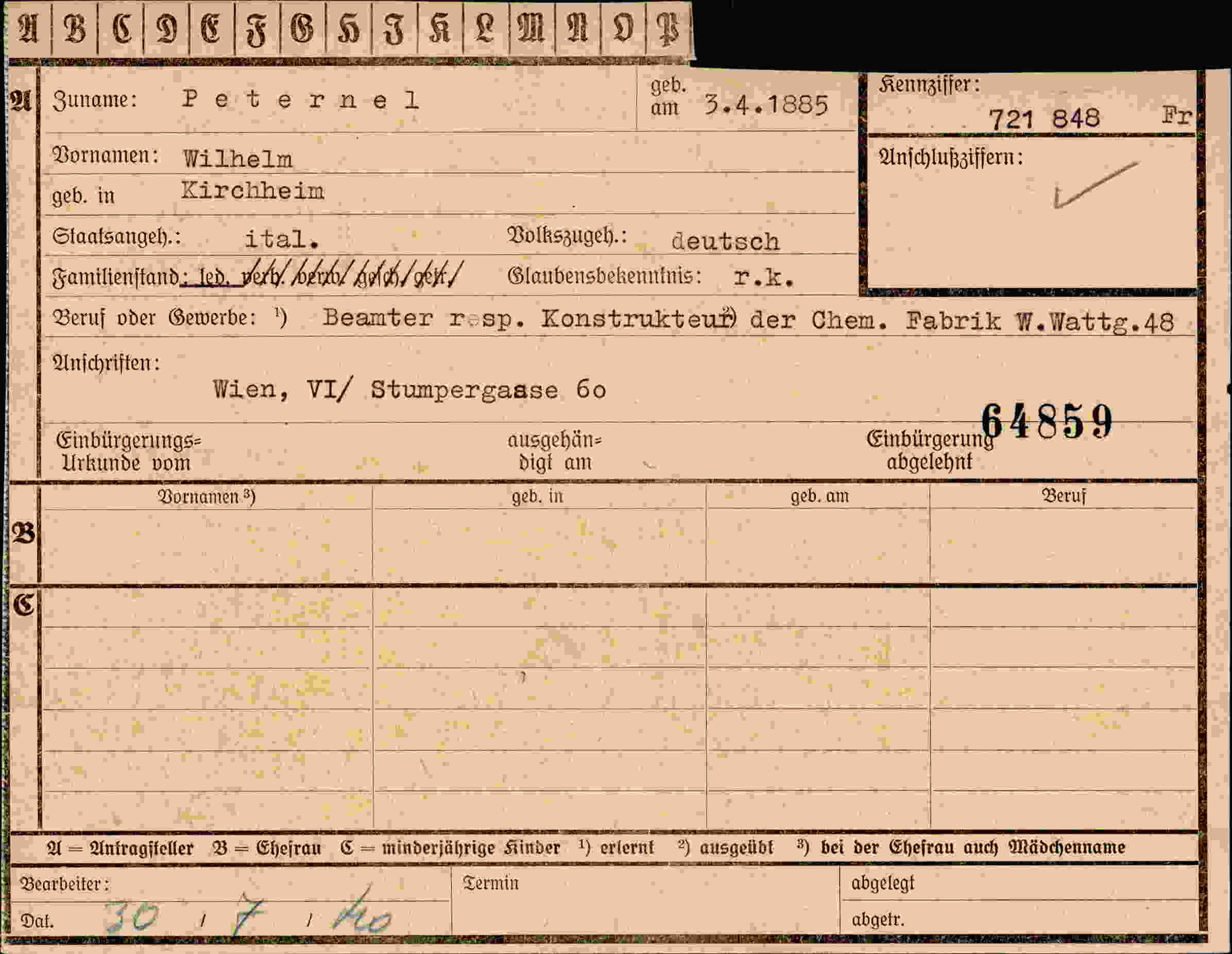 Dokument für Wilhelm Peternel