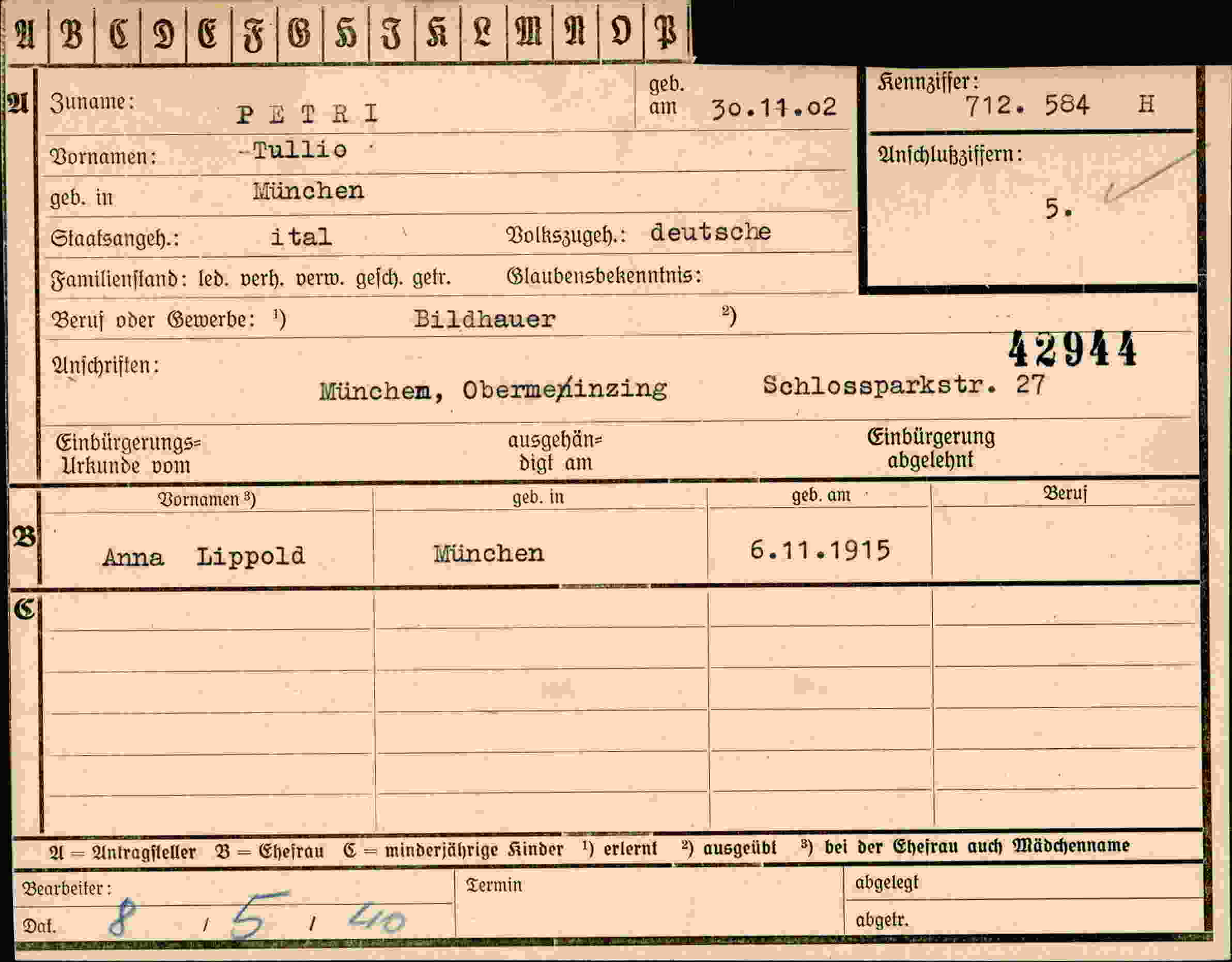 Dokument für Tullio Petri
