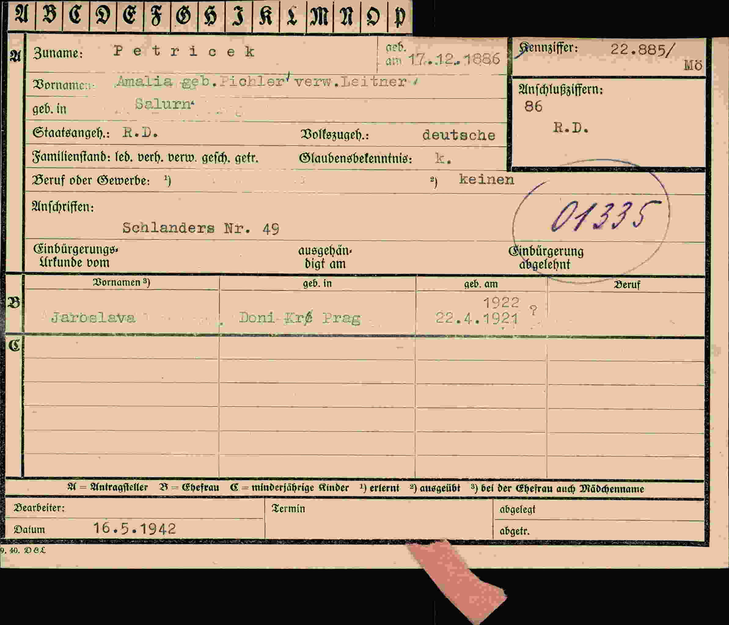 Vorderseite des Dokuments