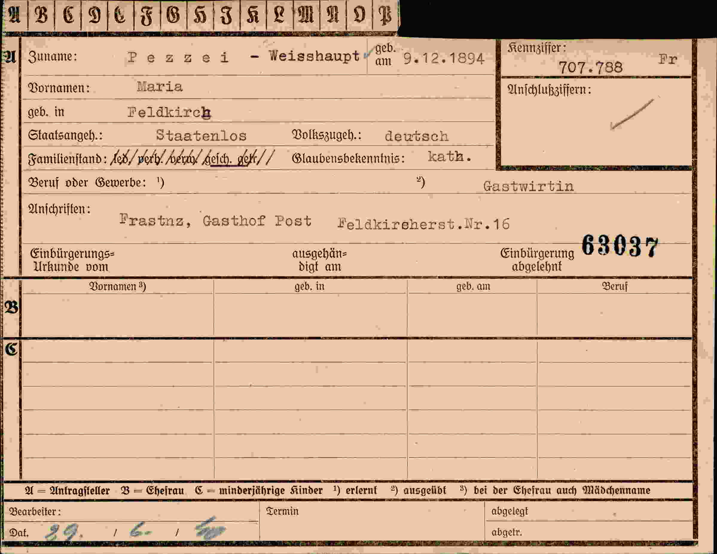 Vorderseite des Dokuments