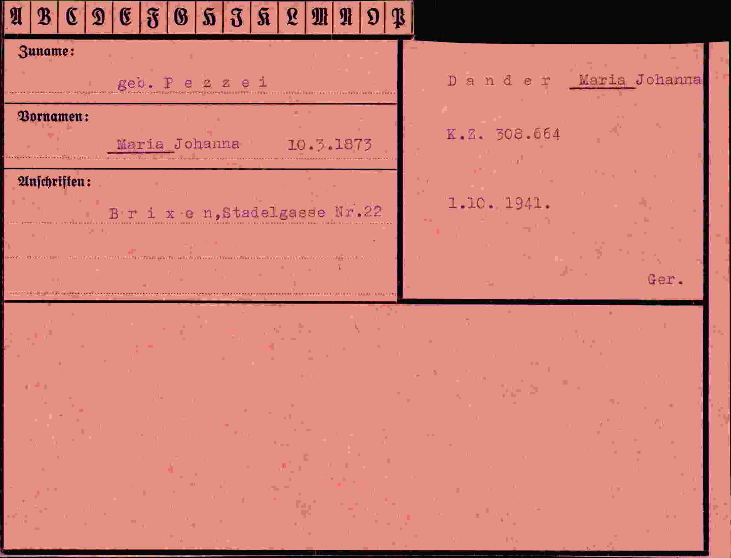 Vorderseite des Dokuments