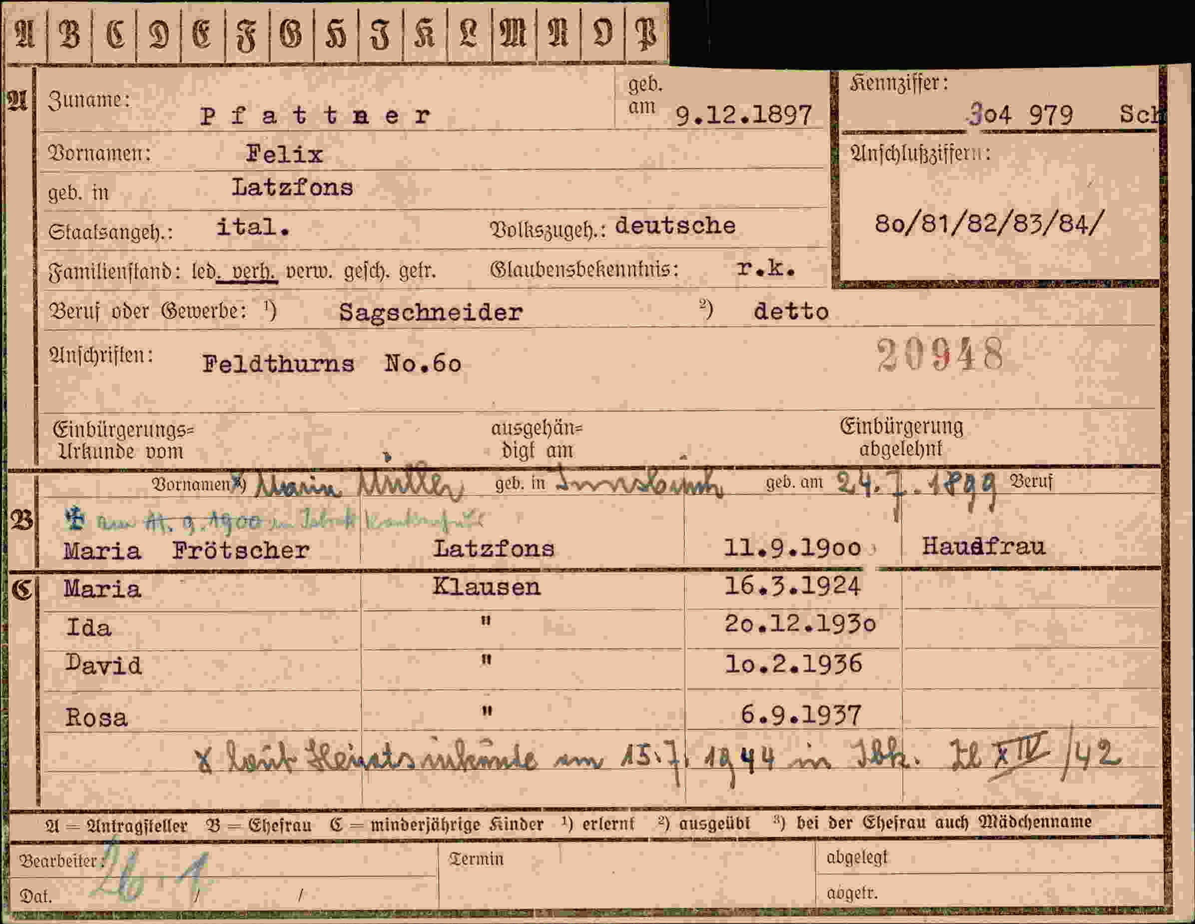 Dokument für Felix Pfattner