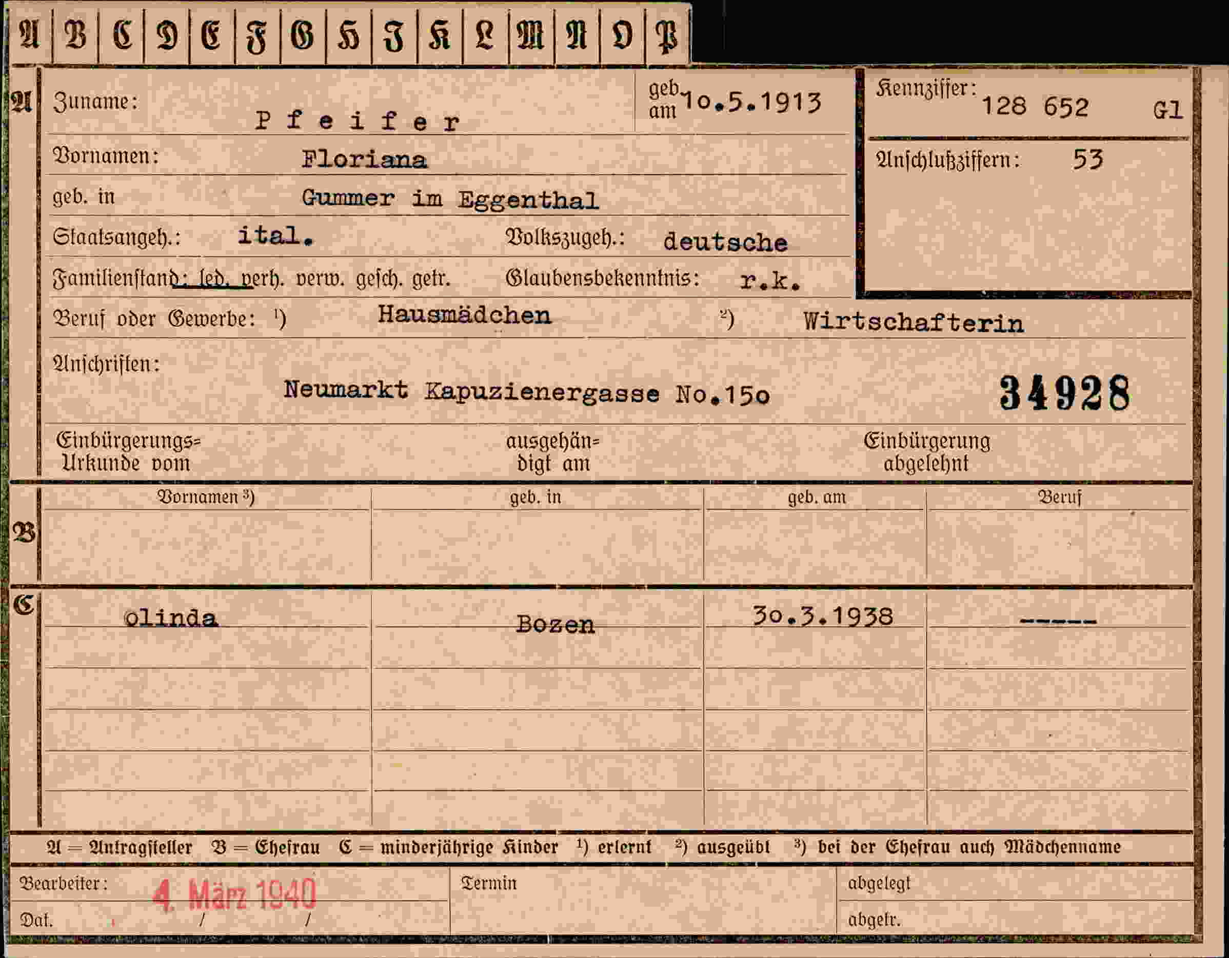 Vorderseite des Dokuments