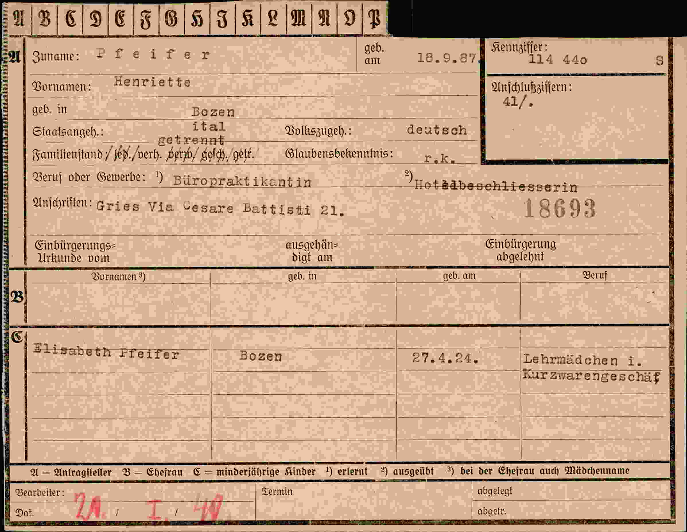 Dokument für Henriette Pfeifer