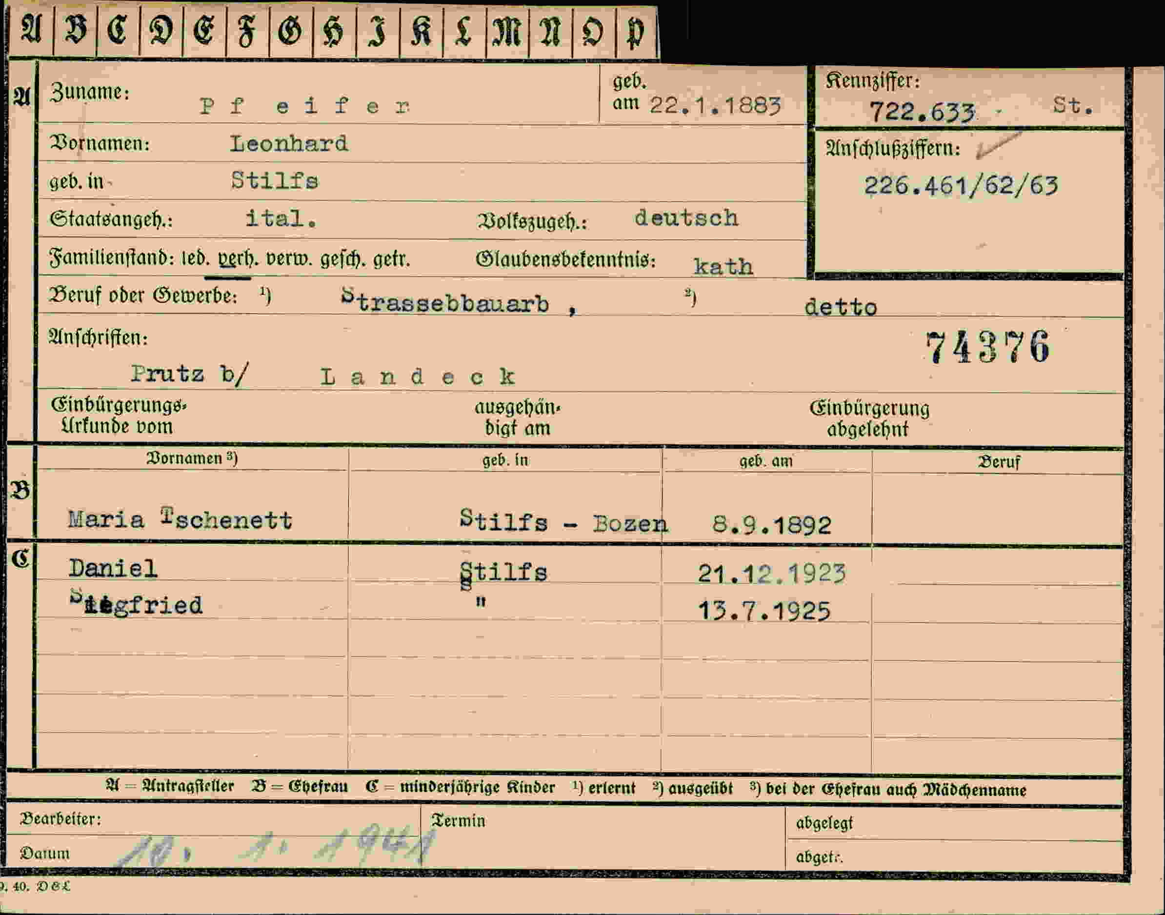 Dokument für Leonhard Pfeifer