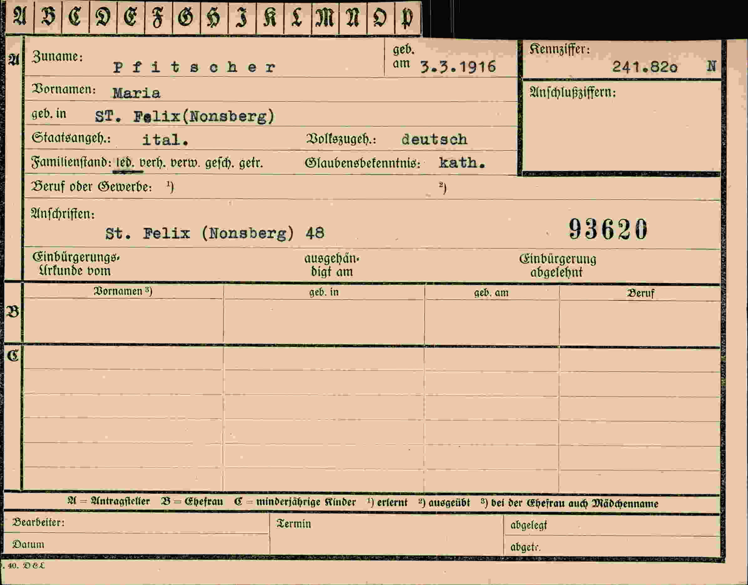 Vorderseite des Dokuments