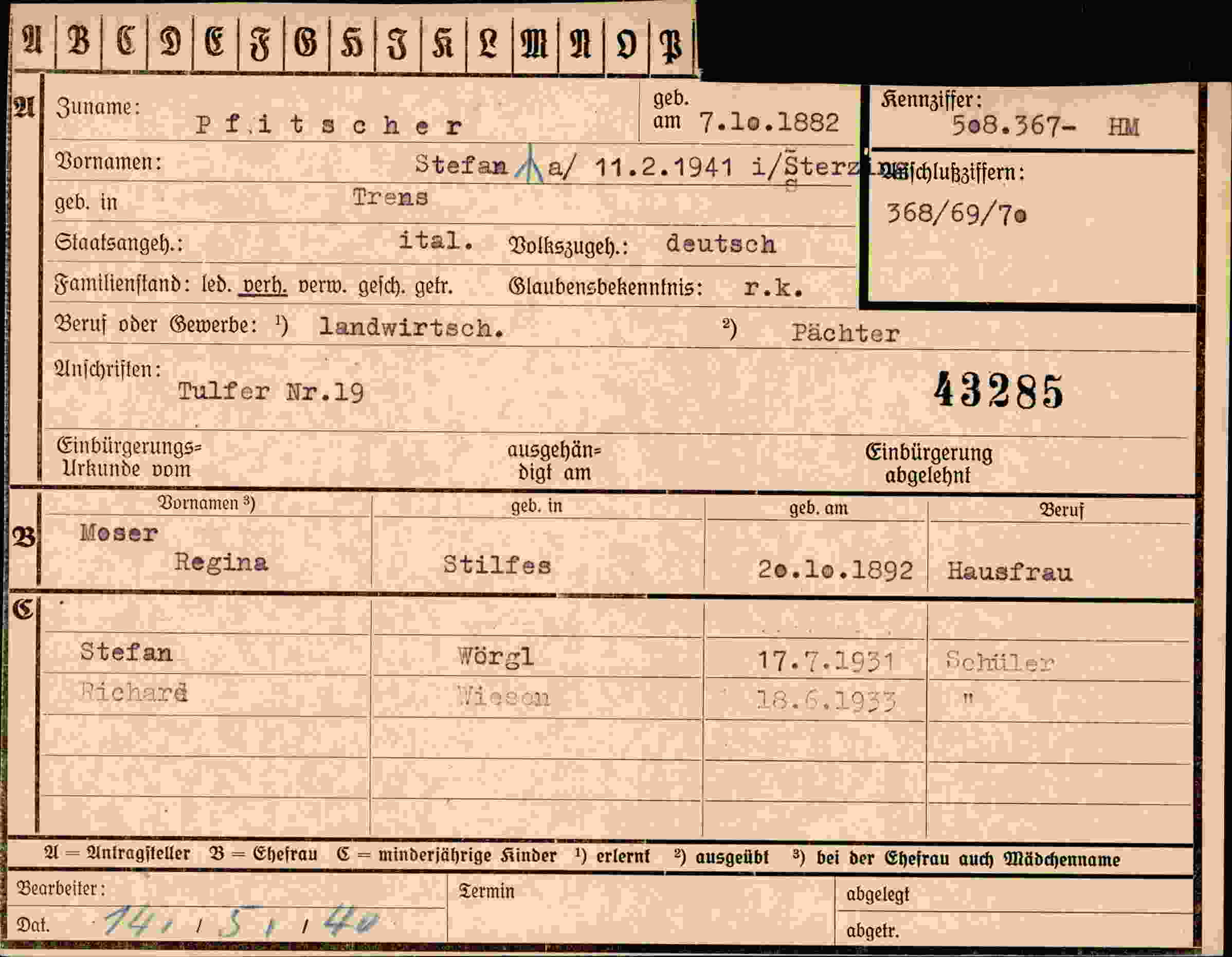 Dokument für Stefan Pfitscher