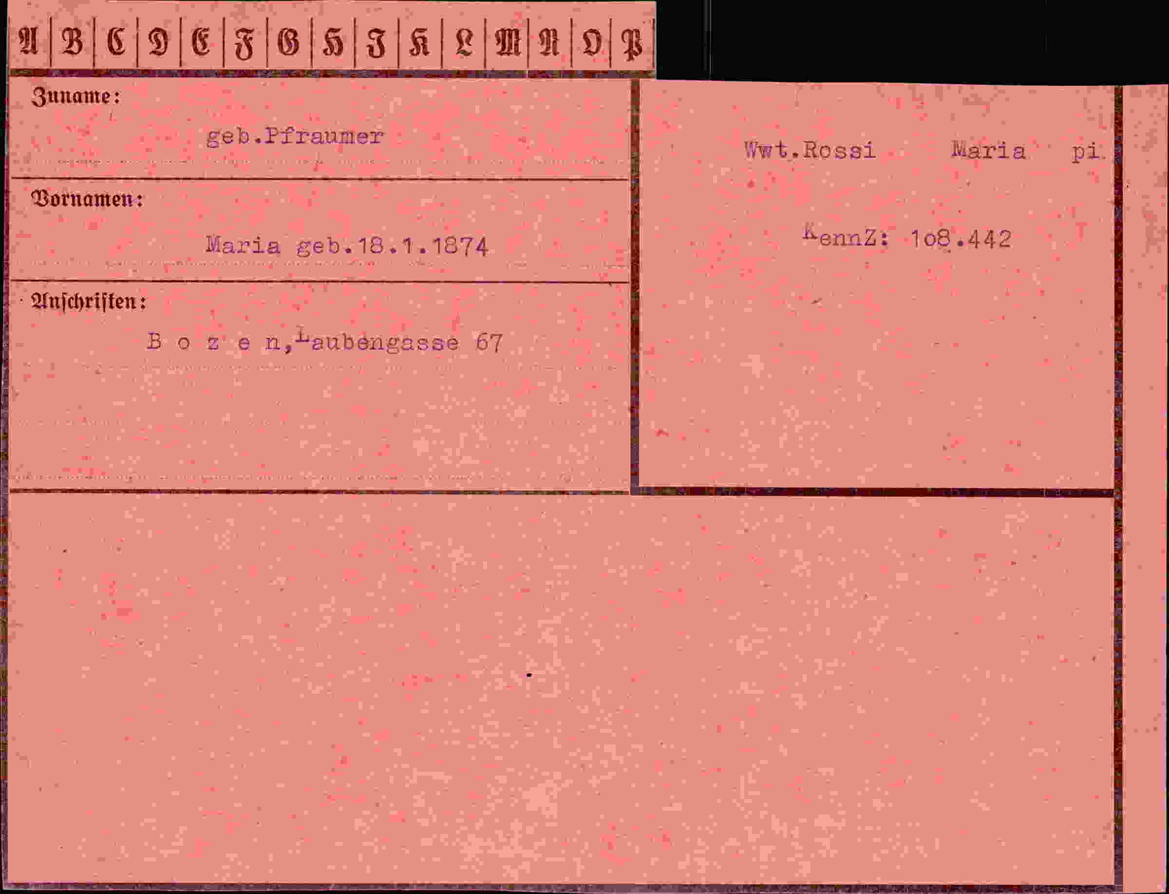Vorderseite des Dokuments