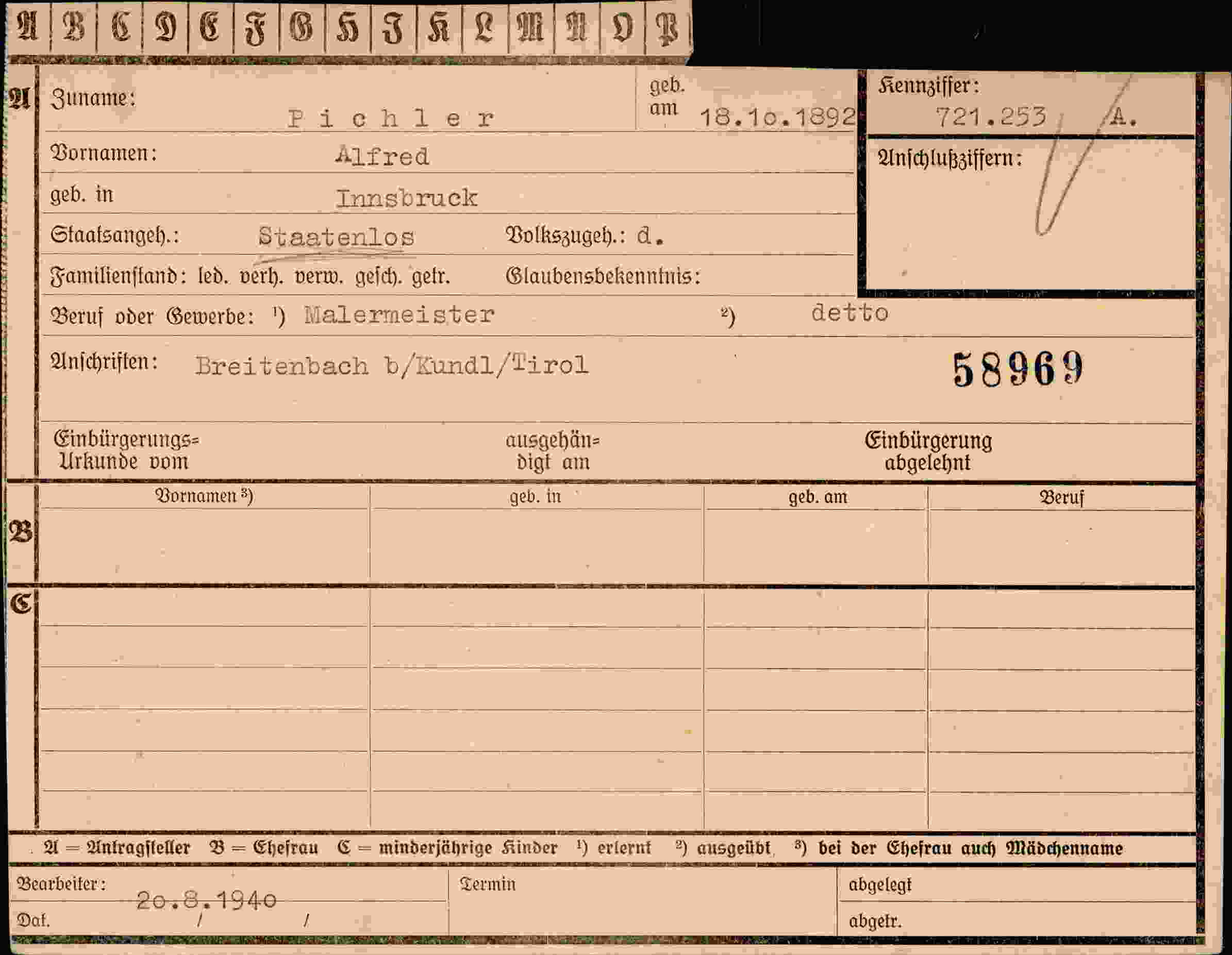 Dokument für Alfred Pichler