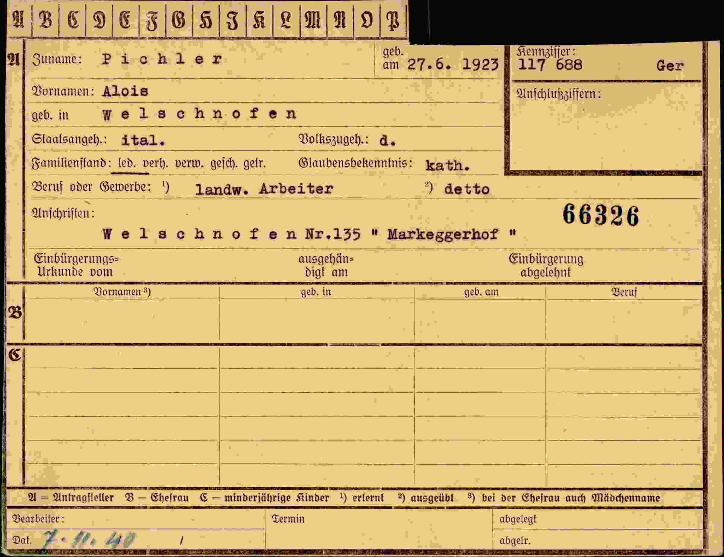 Vorderseite des Dokuments
