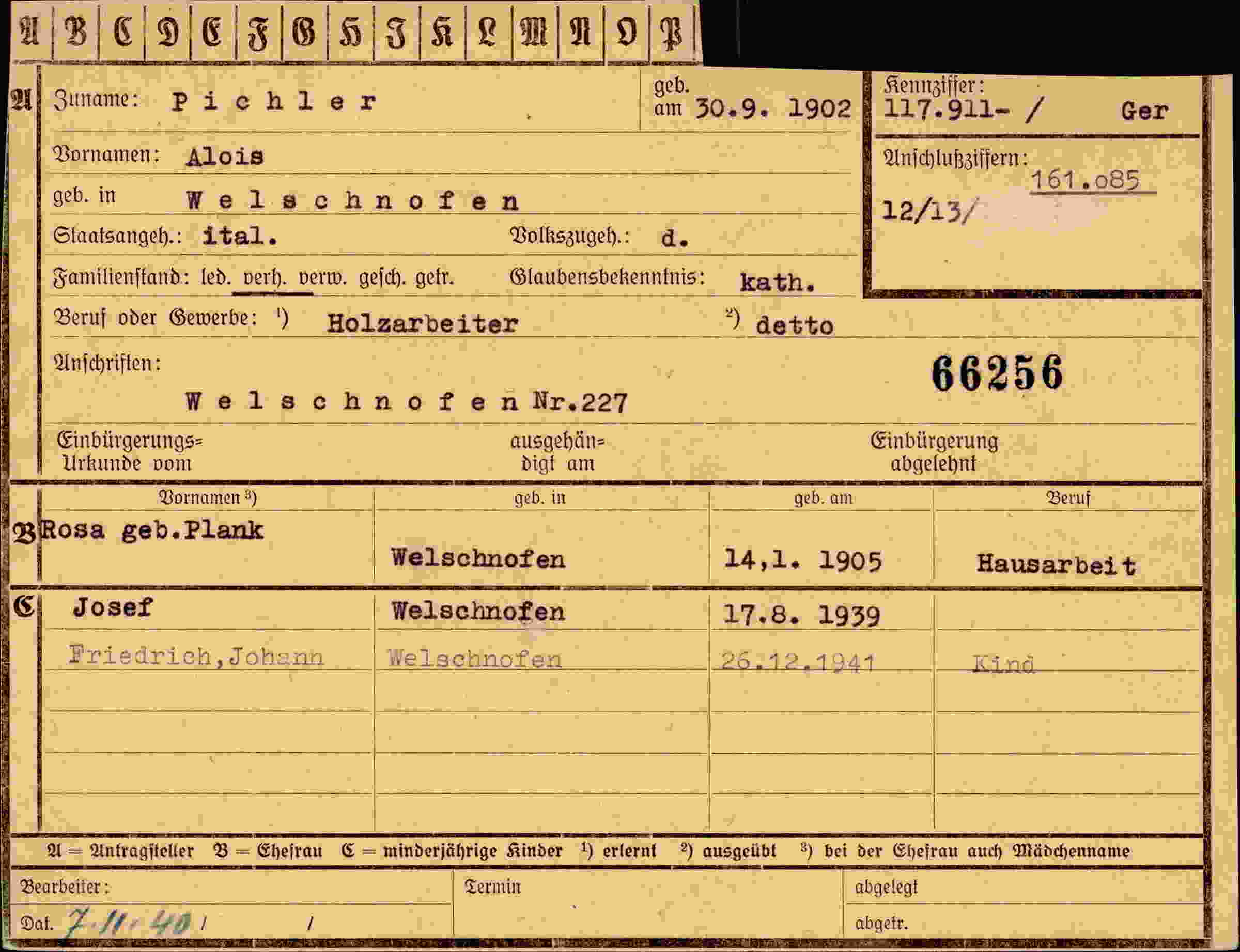 Vorderseite des Dokuments