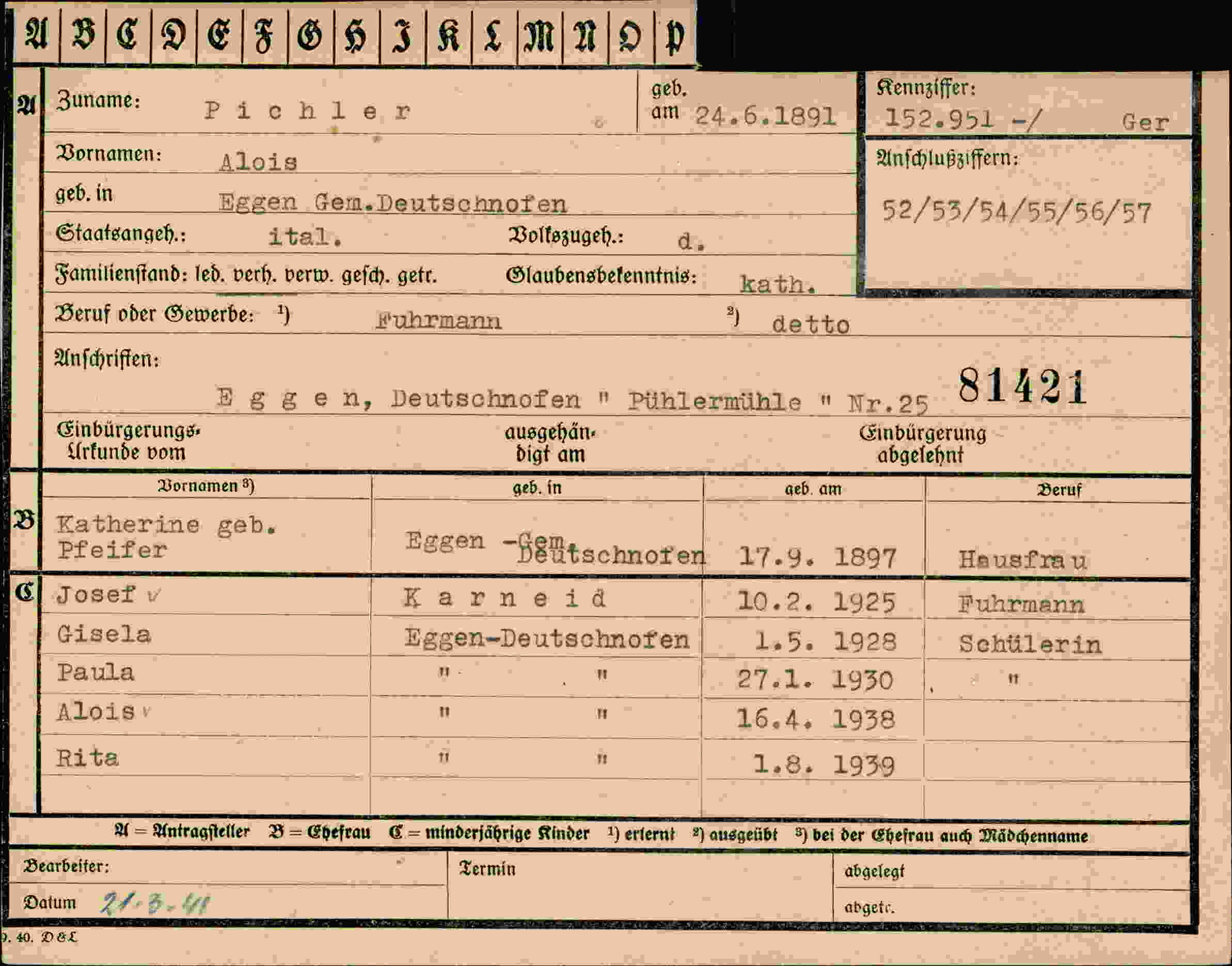 Dokument für Alois Pichler