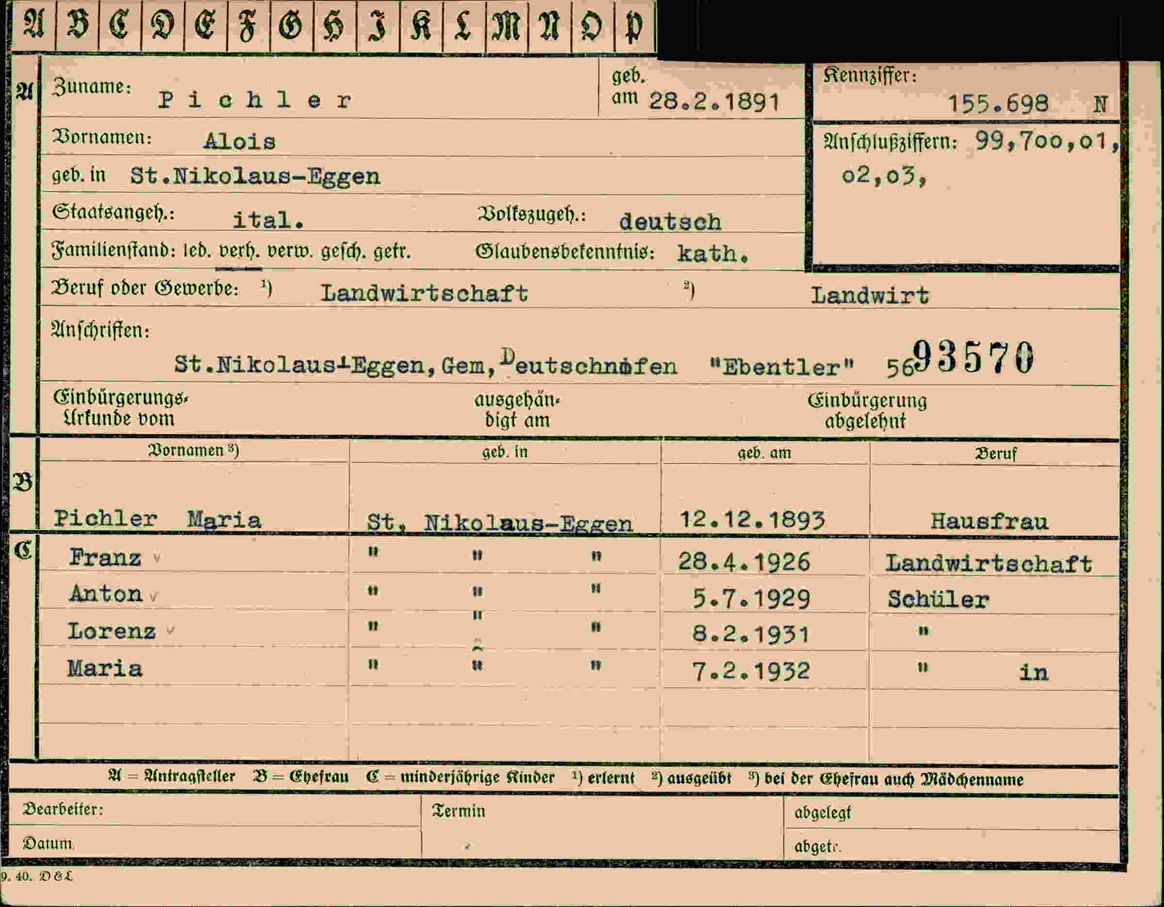 Vorderseite des Dokuments
