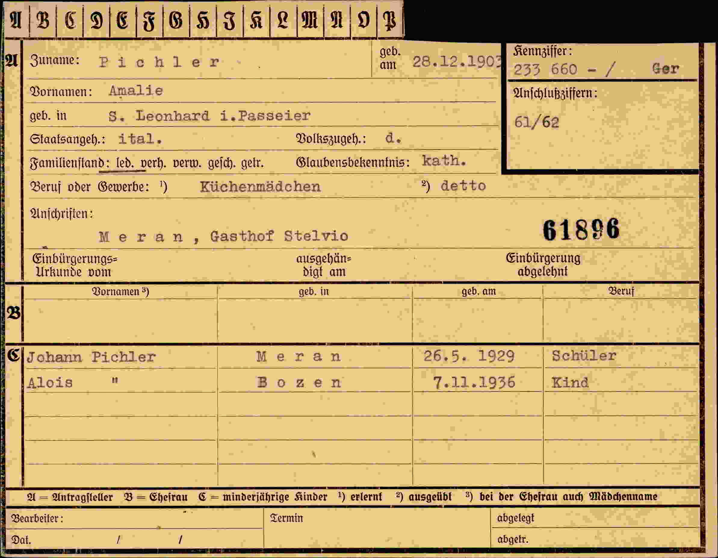 Vorderseite des Dokuments
