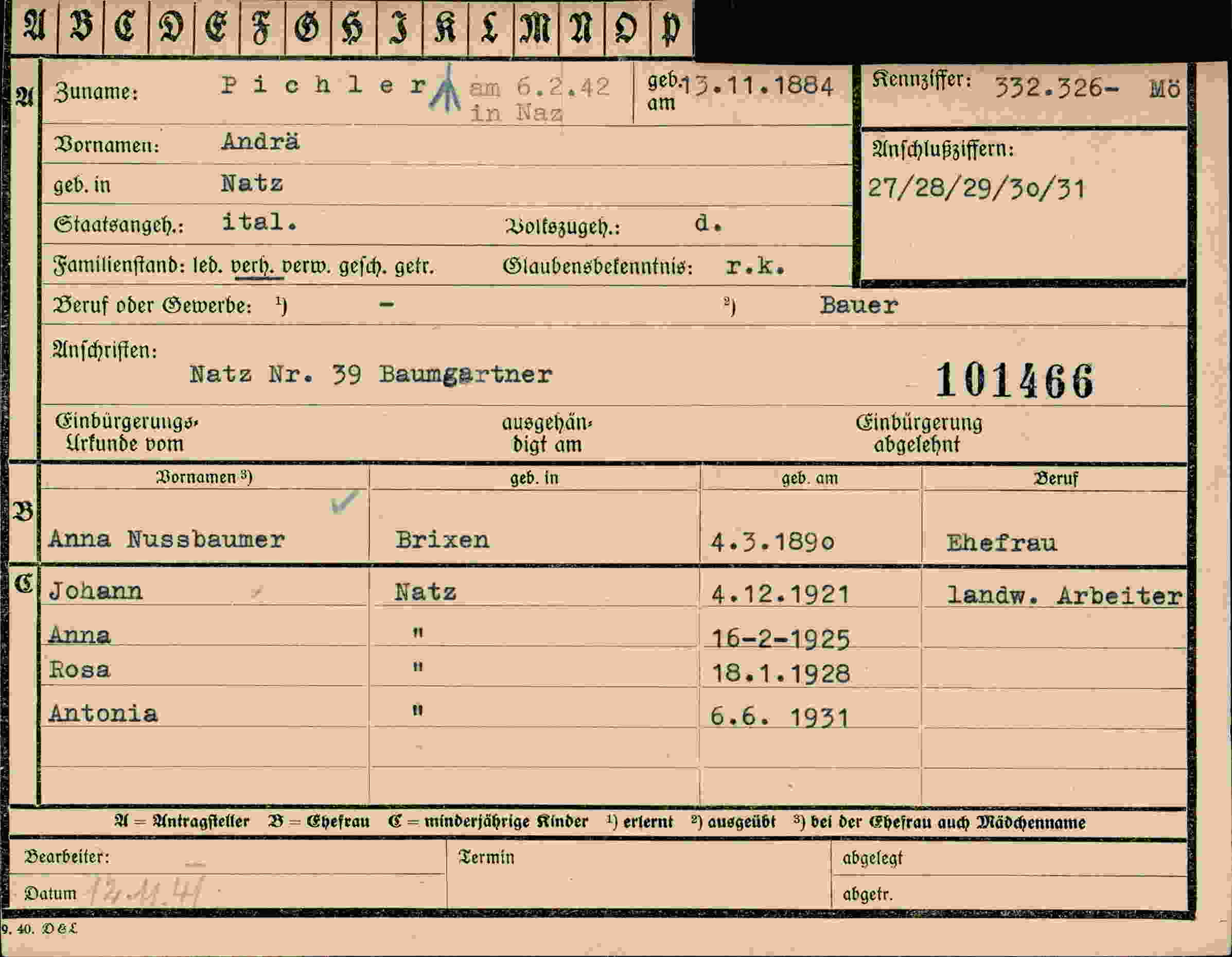 Vorderseite des Dokuments