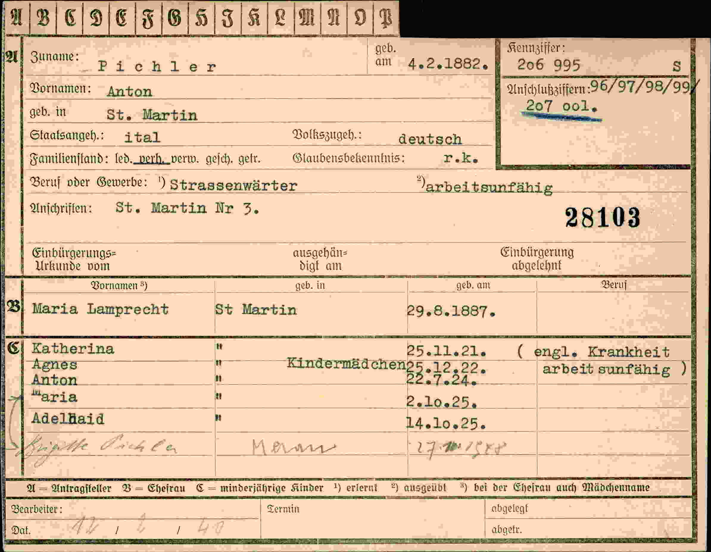 Vorderseite des Dokuments