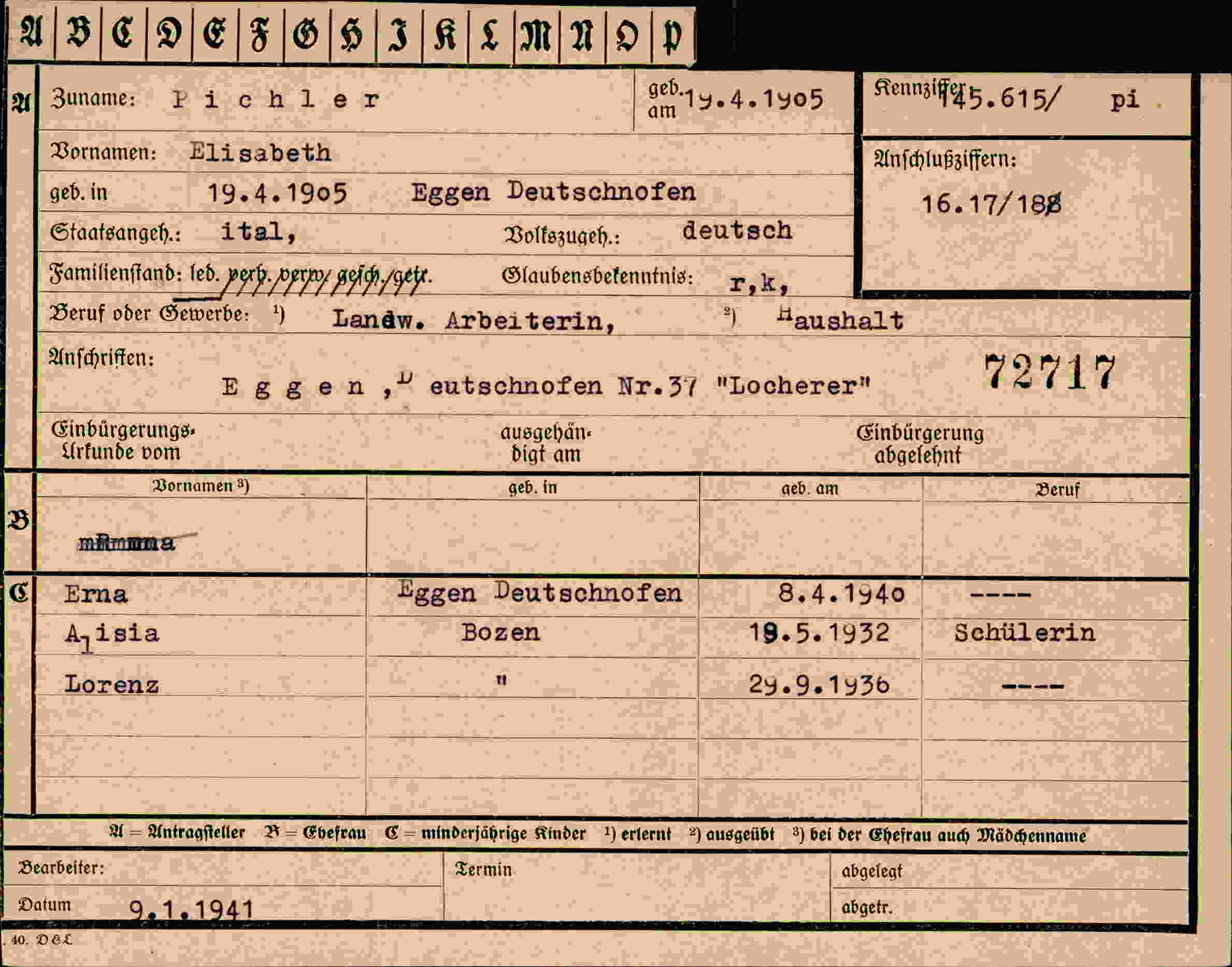 Vorderseite des Dokuments