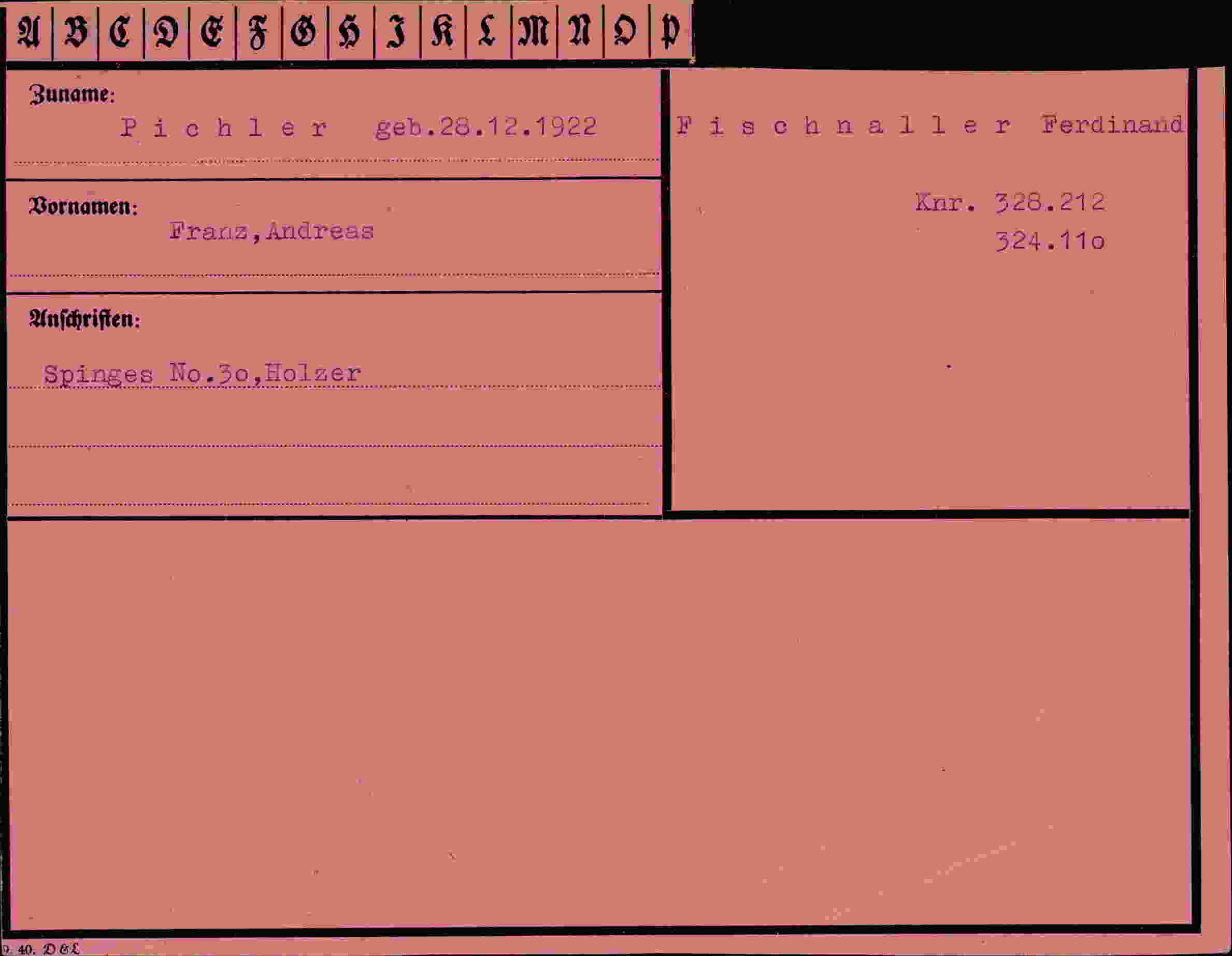 Dokument für Franz Andreas Pichler