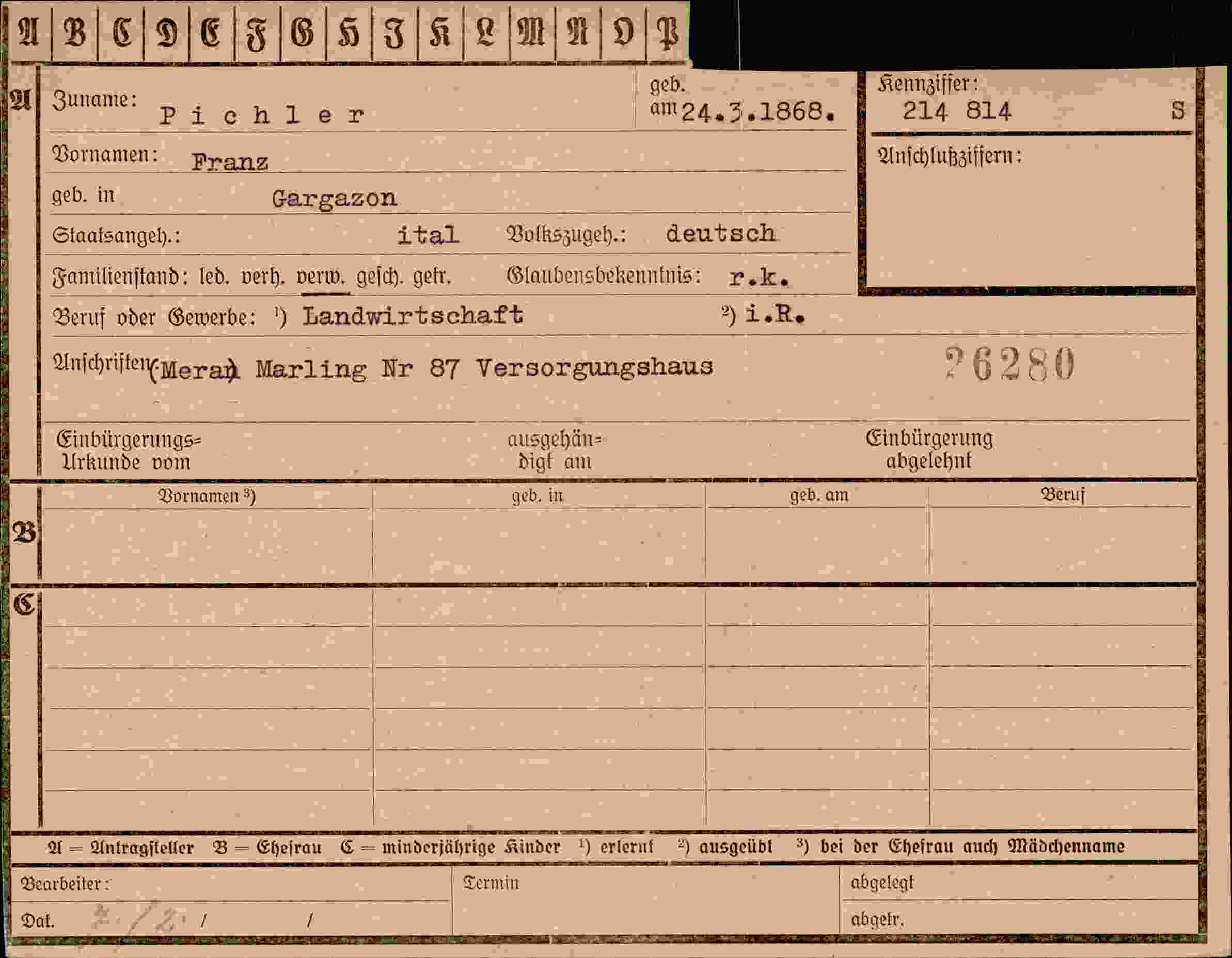 Dokument für Franz Pichler